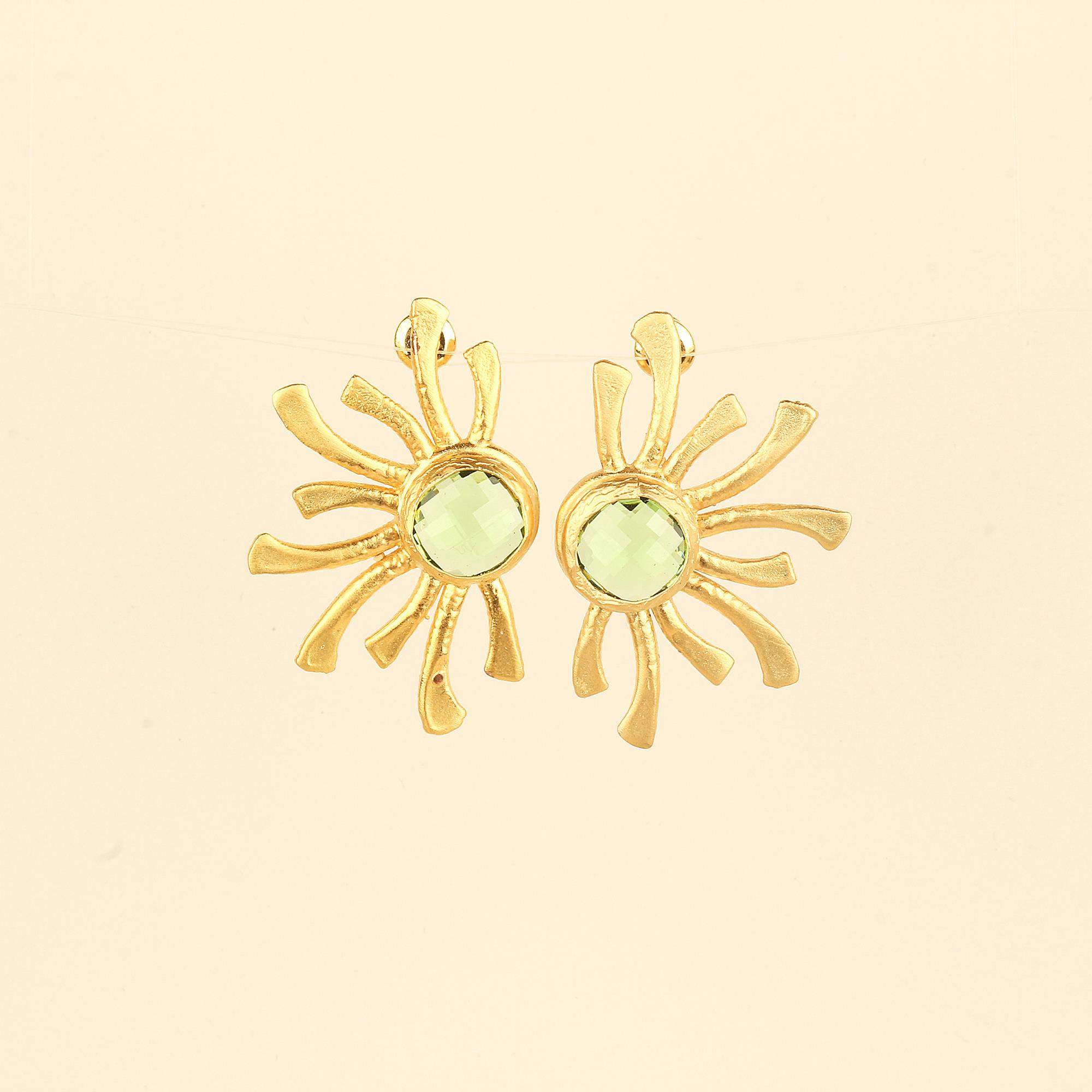 Sunray Green Glass Earrings