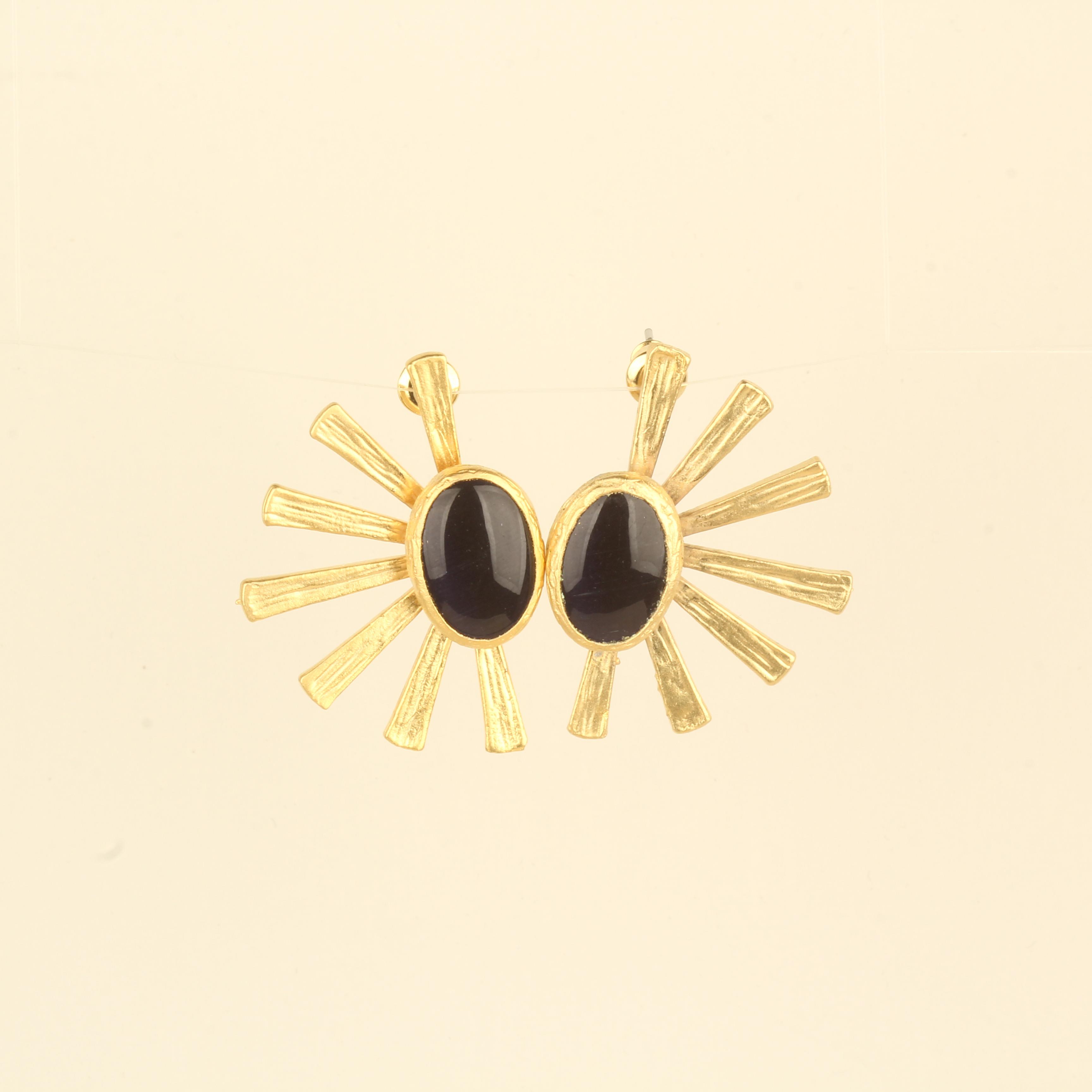 Sunrise Black Natural Stone Earrings