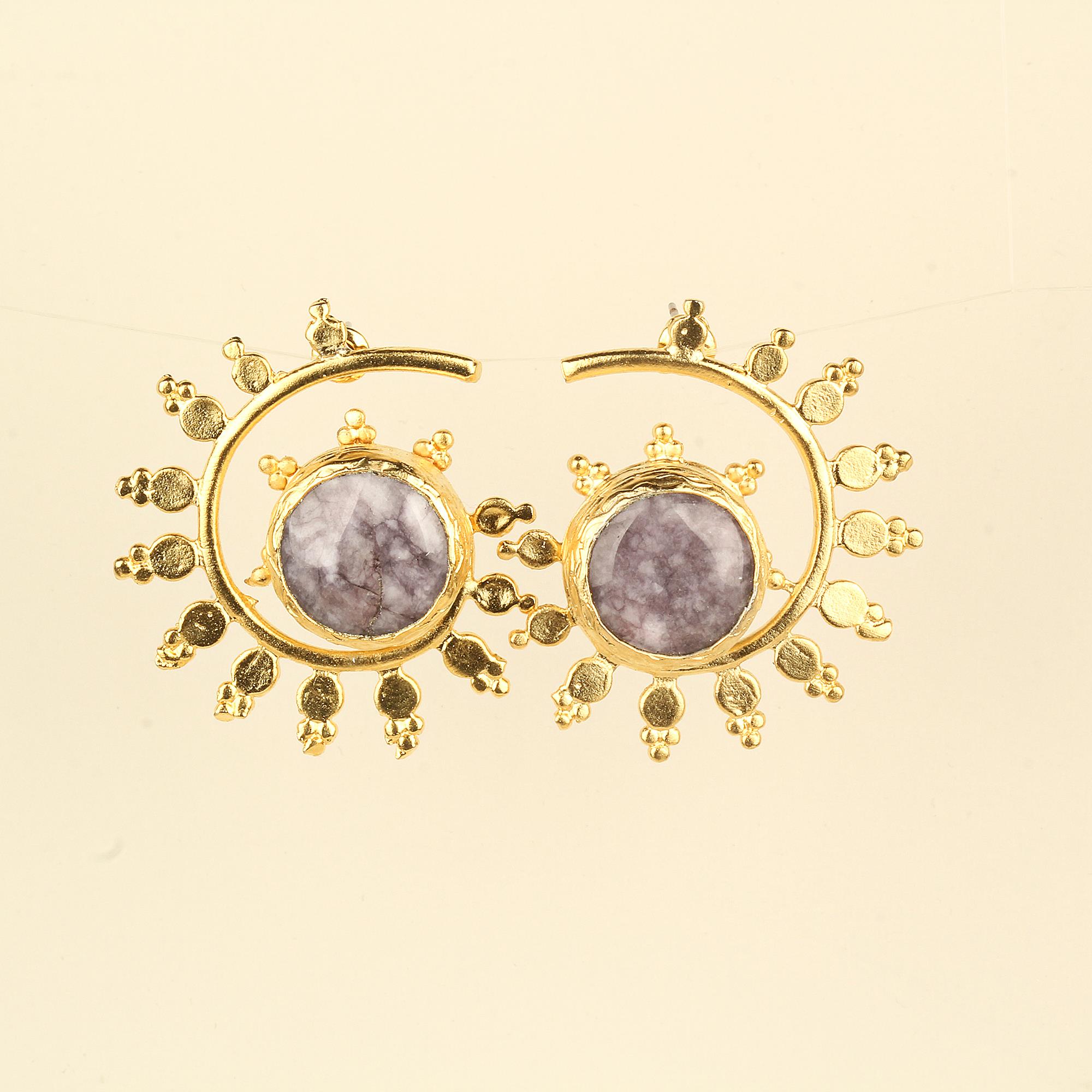 Swarl Purple Natural Stone Earrings