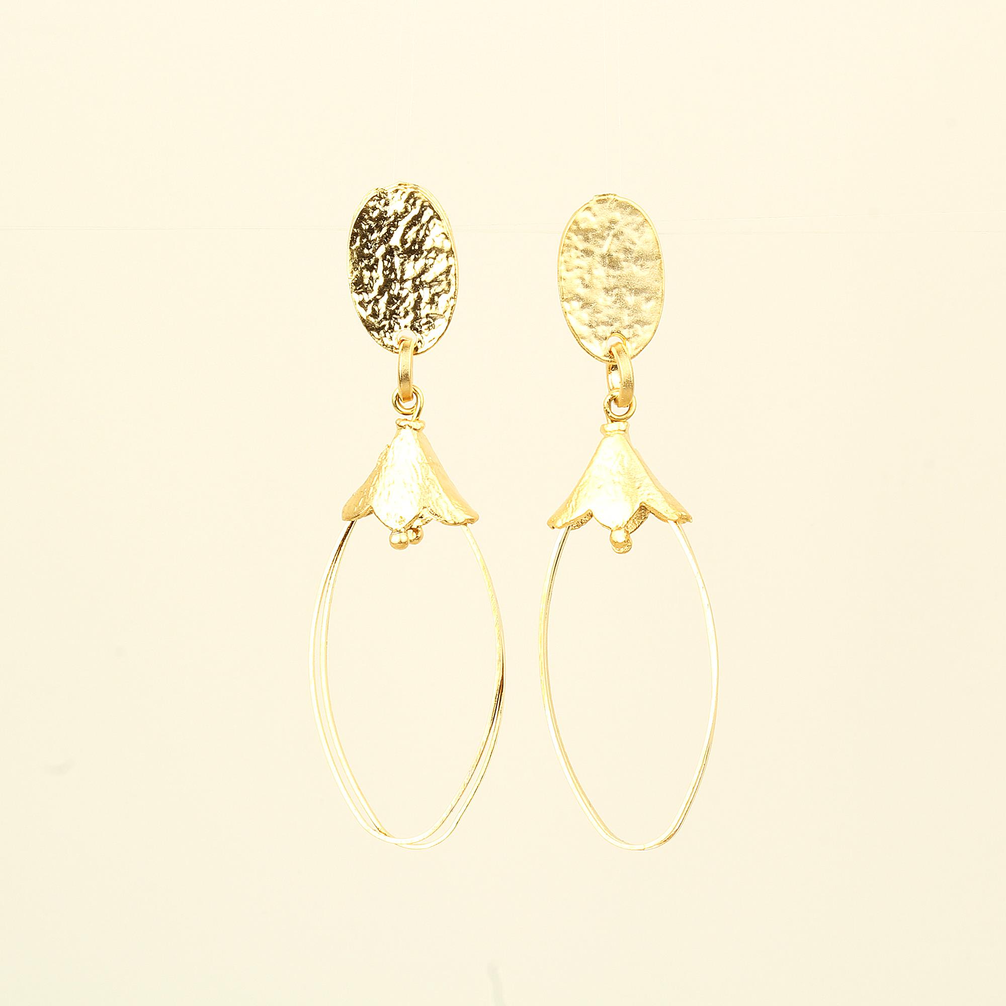 Thin Oval Dangle Metal Earrings
