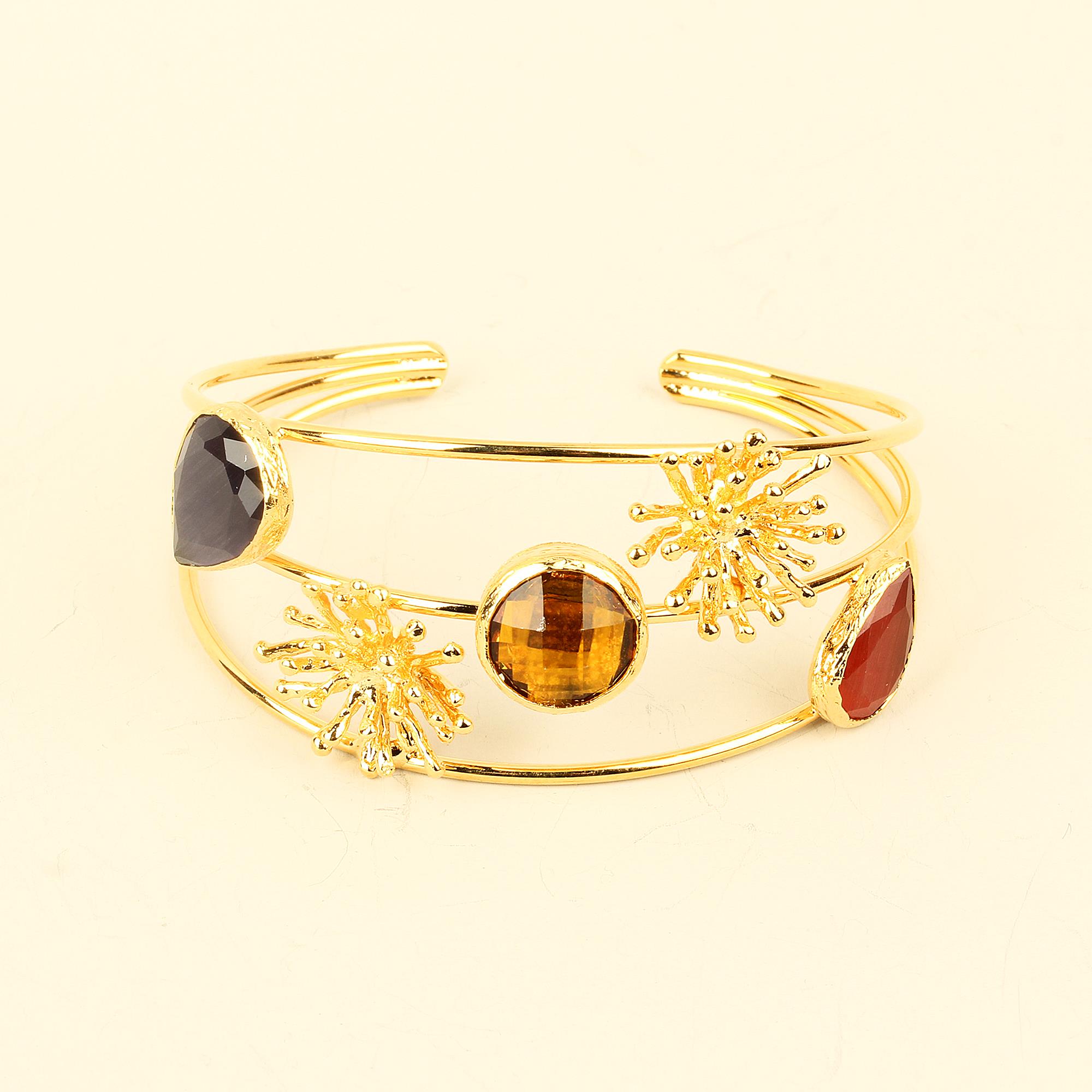 Trio Cat Eye Firework Cuff Bracelet