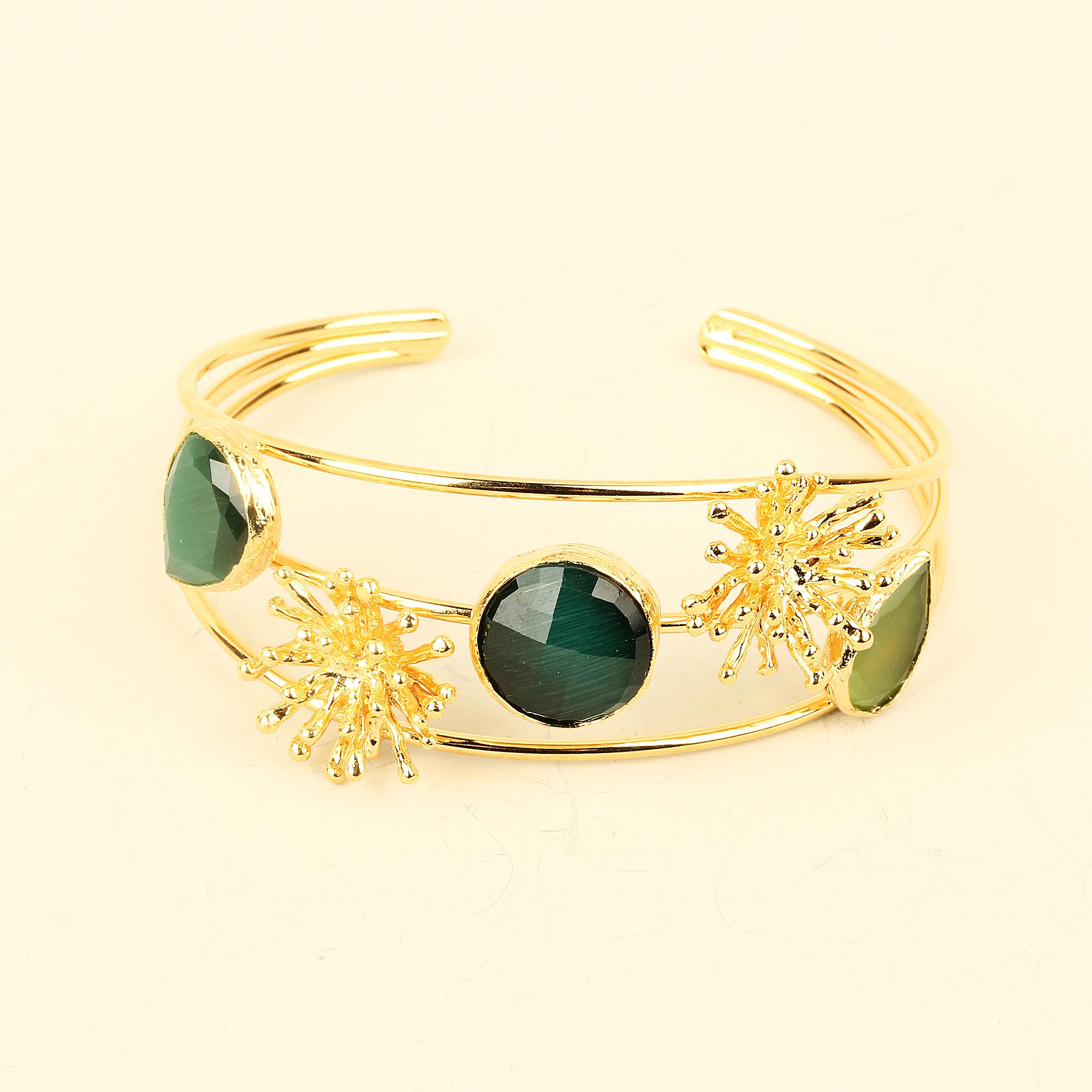 Trio Cat Eye Firework Cuff Bracelet
