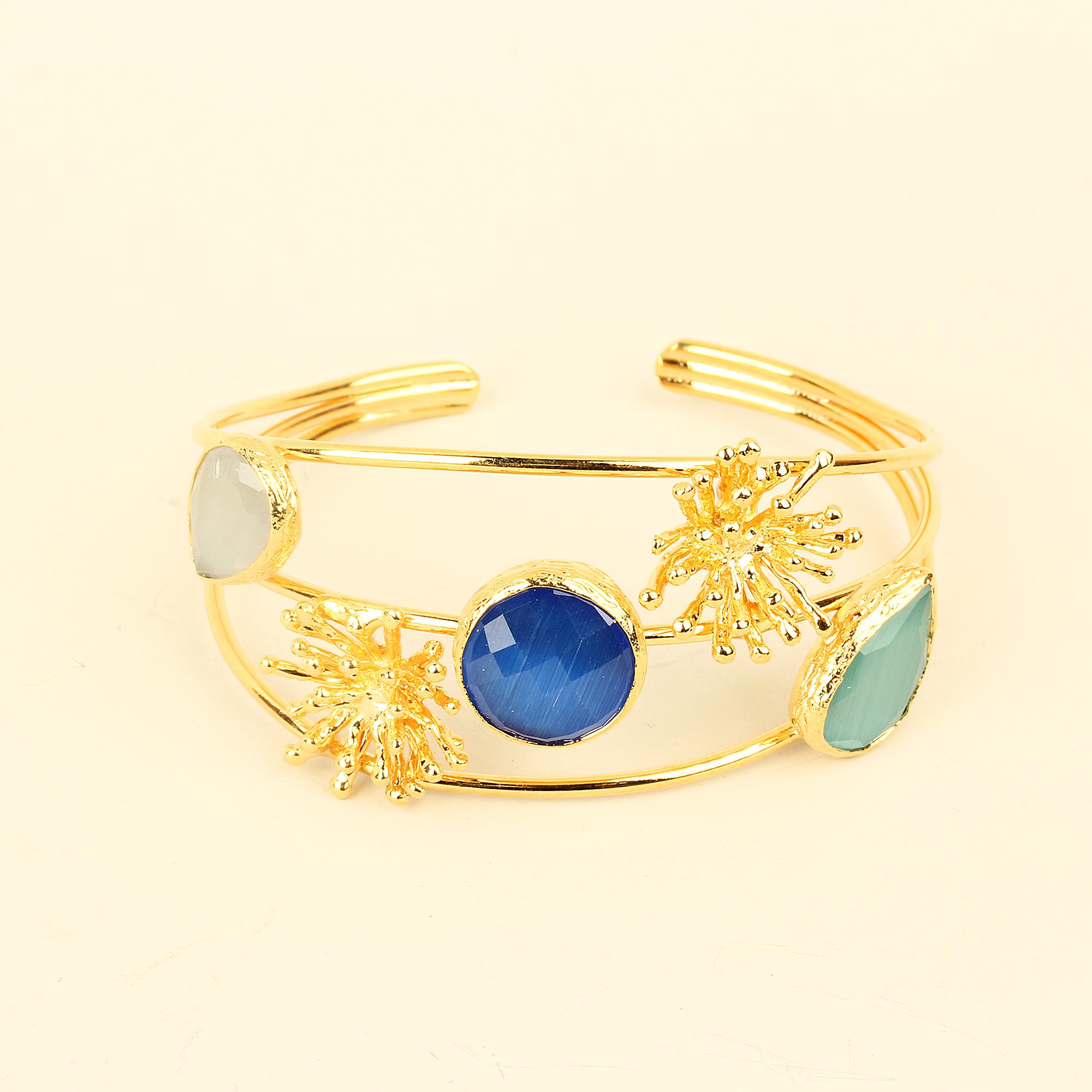 Trio Cat Eye Firework Cuff Bracelet