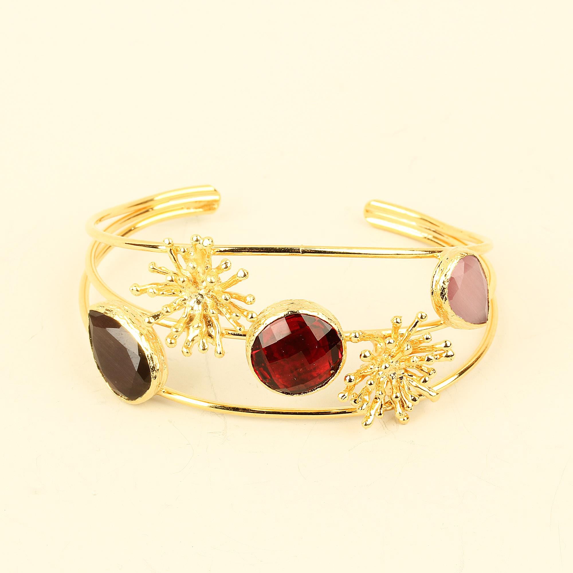 Trio Cat Eye Firework Cuff Bracelet