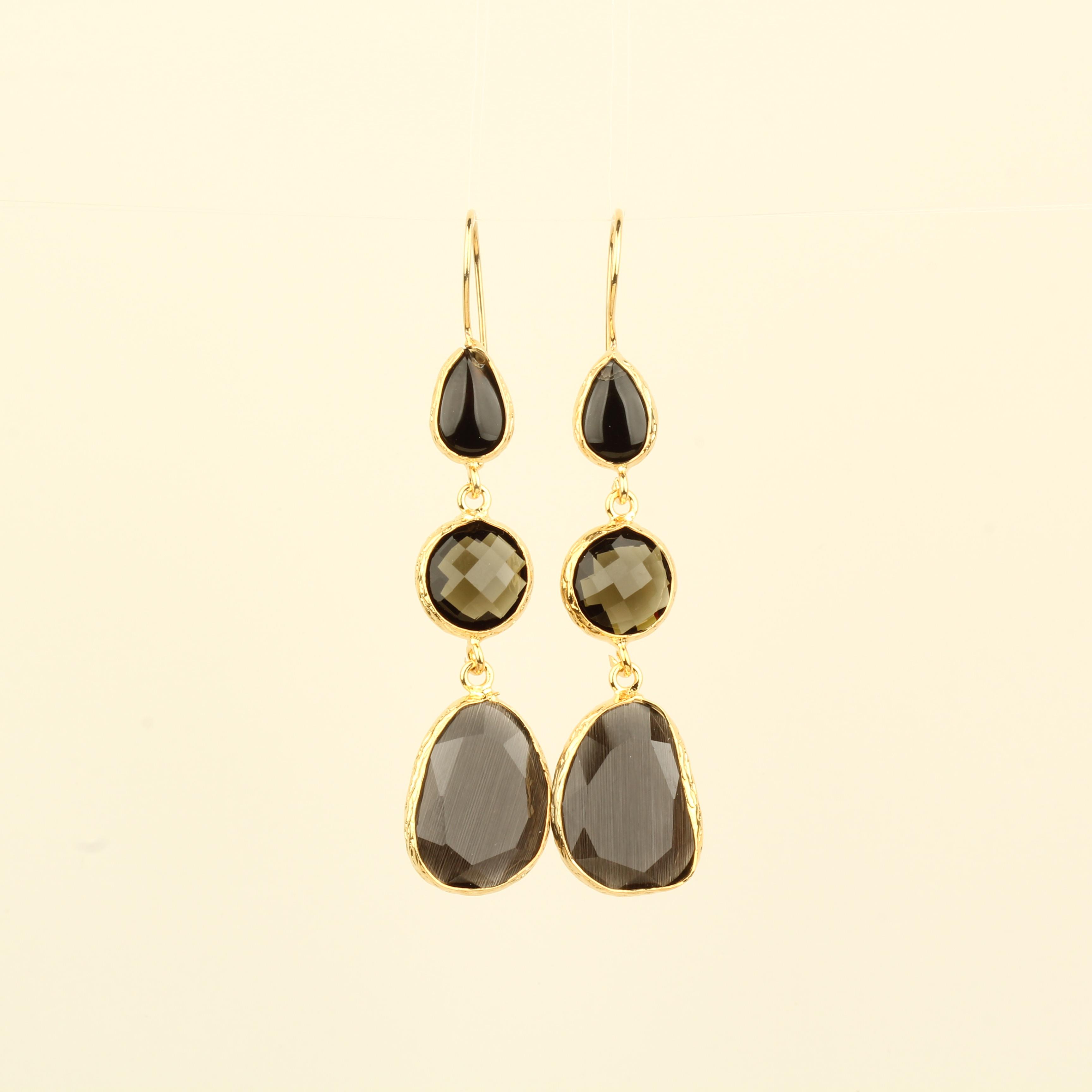 Trio Natural Stone Earrings