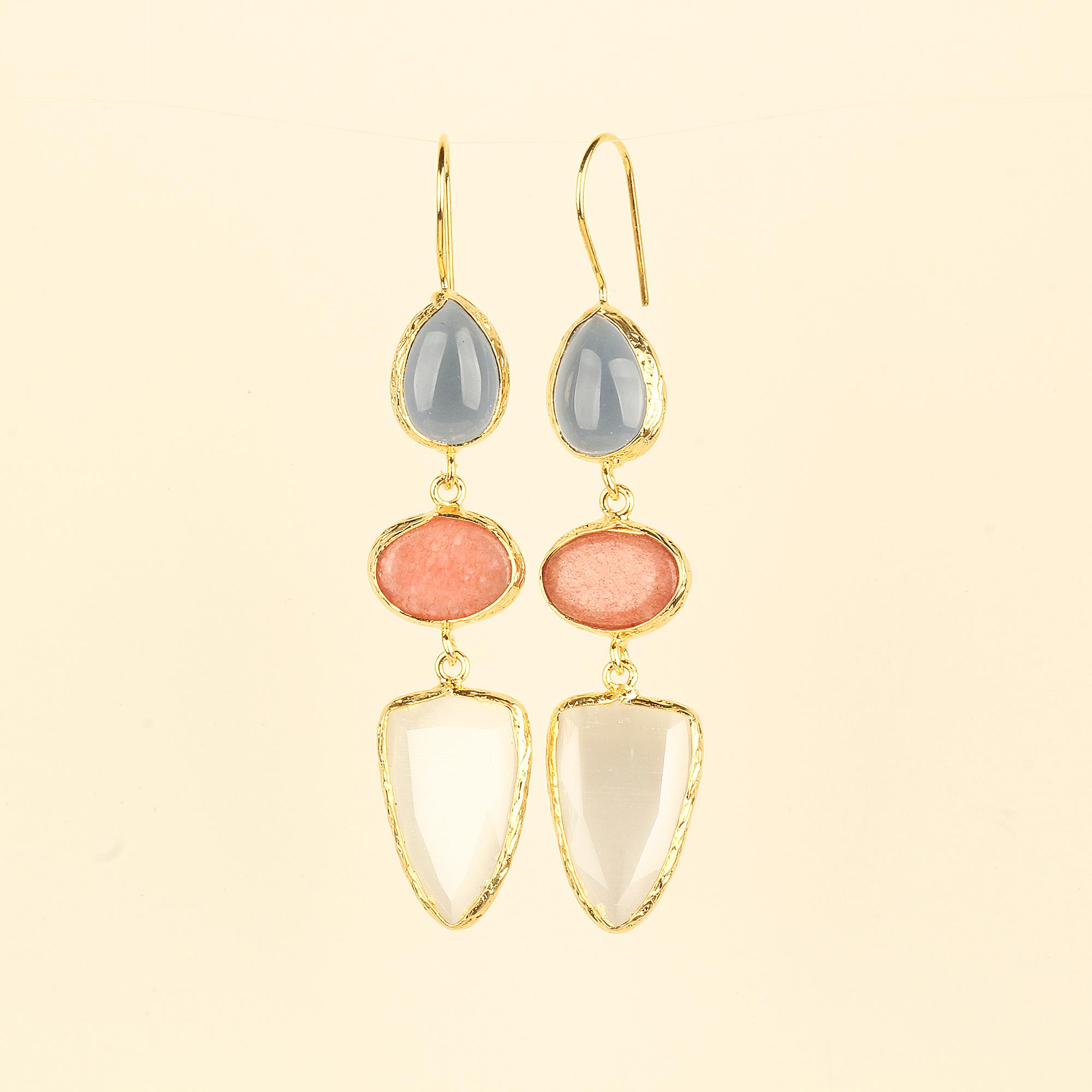Trio Natural Stone Earrings