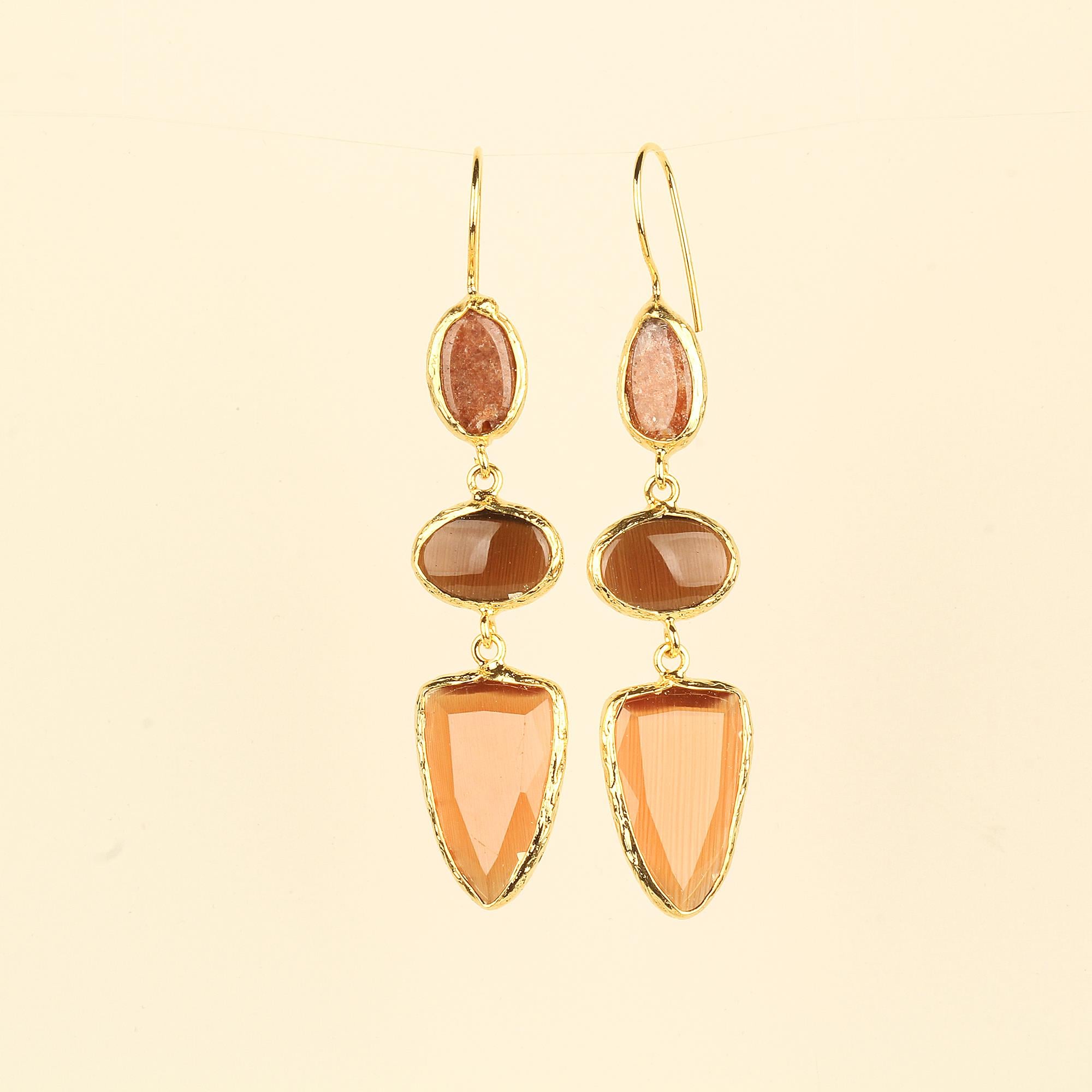 Trio Natural Stone Earrings