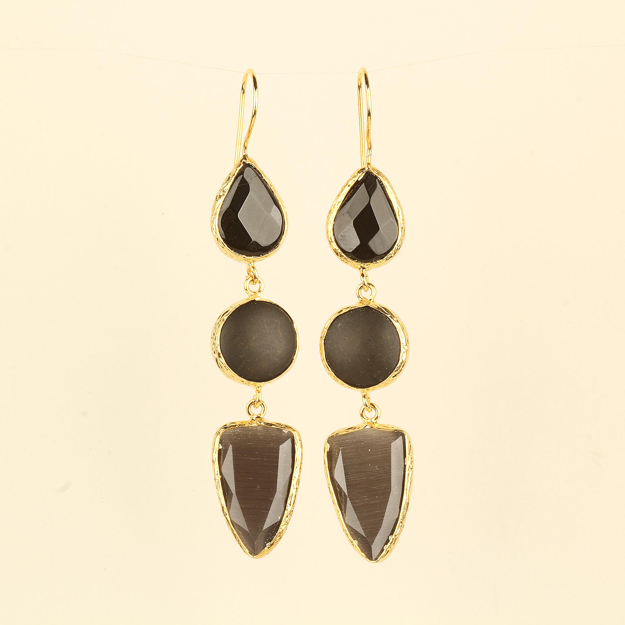 Trio Natural Stone Earrings
