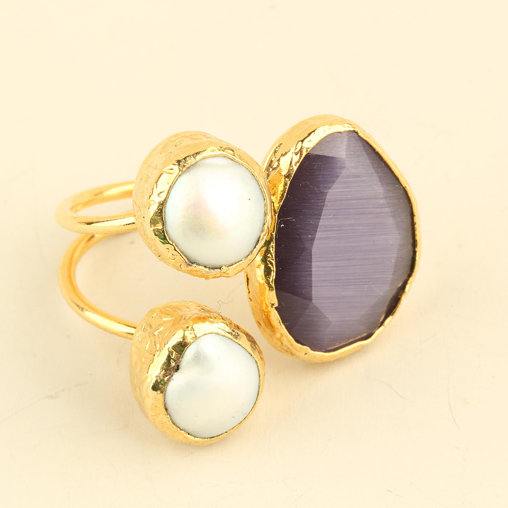 Trio Natural Stone Ring