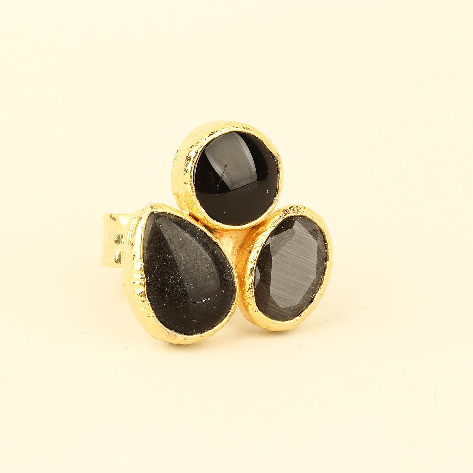 Trio Natural Stone Ring