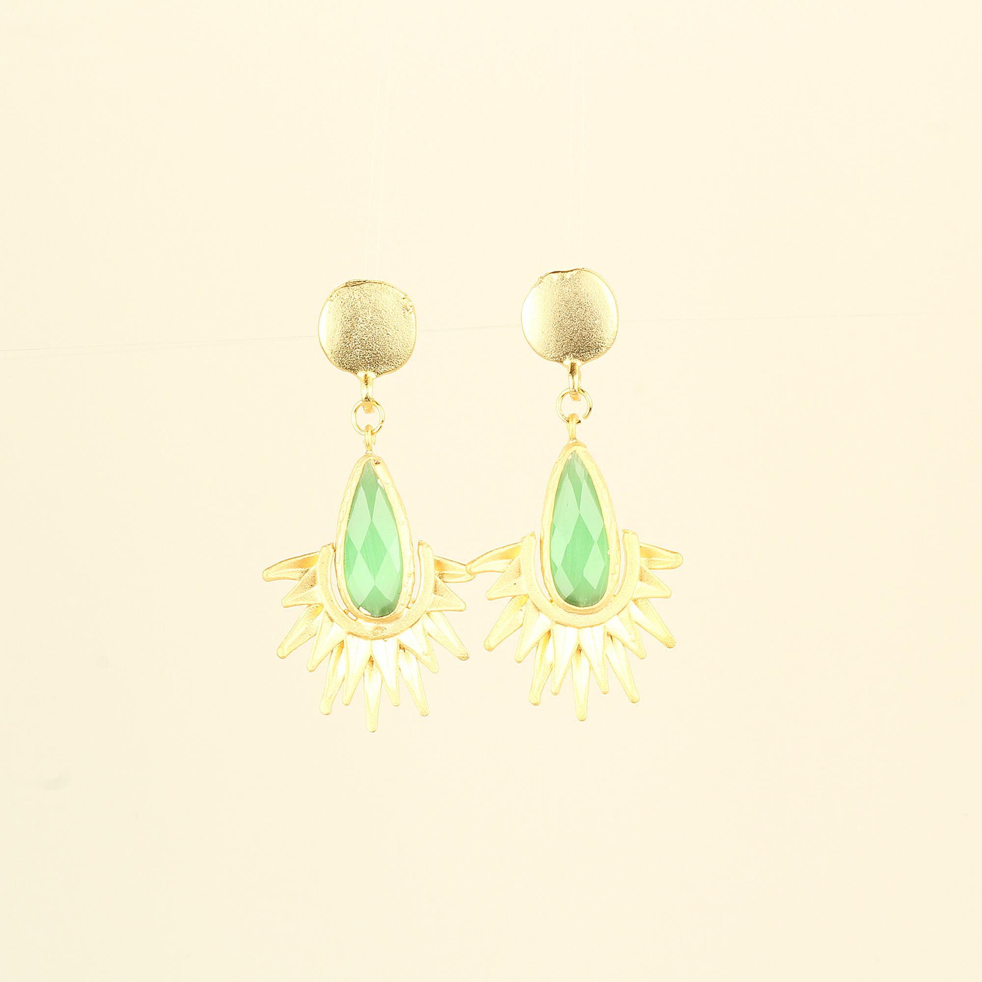 Turquoise Cat Eye Stone Sunray Earrings