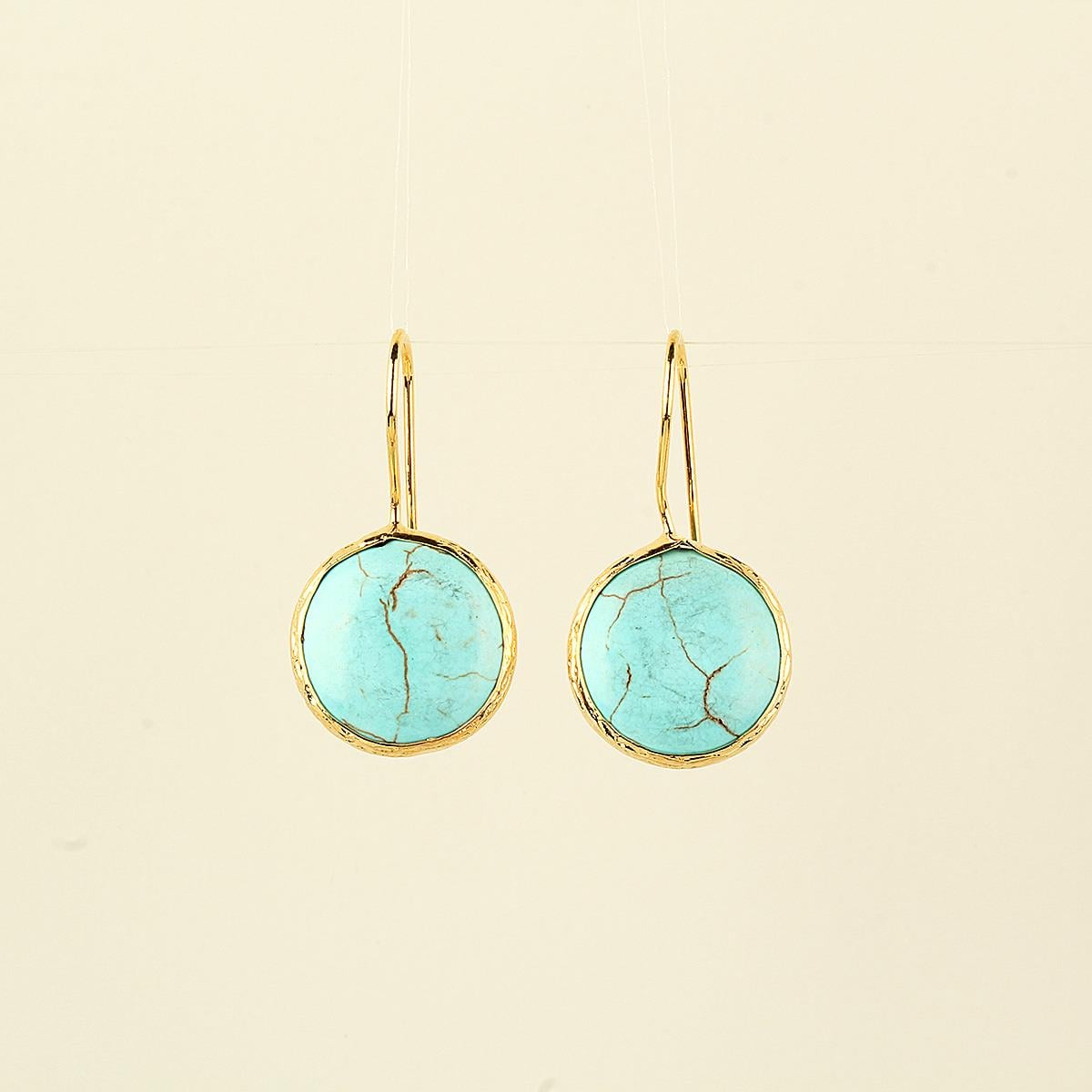 Turquoise Natural Stone Big Round Earring