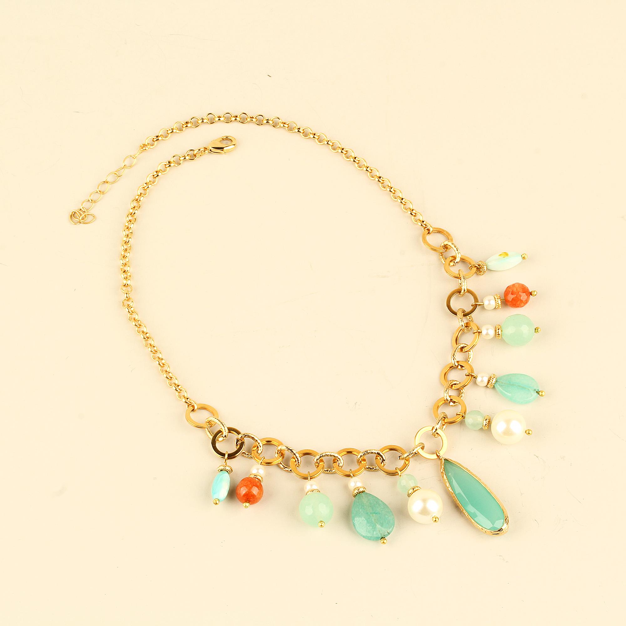 Turquoise Natural Stones Chain Necklace