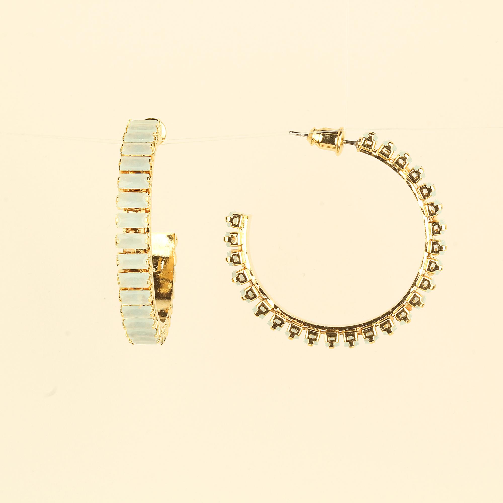 Turquoise Zircon Stone Hoop Earrings