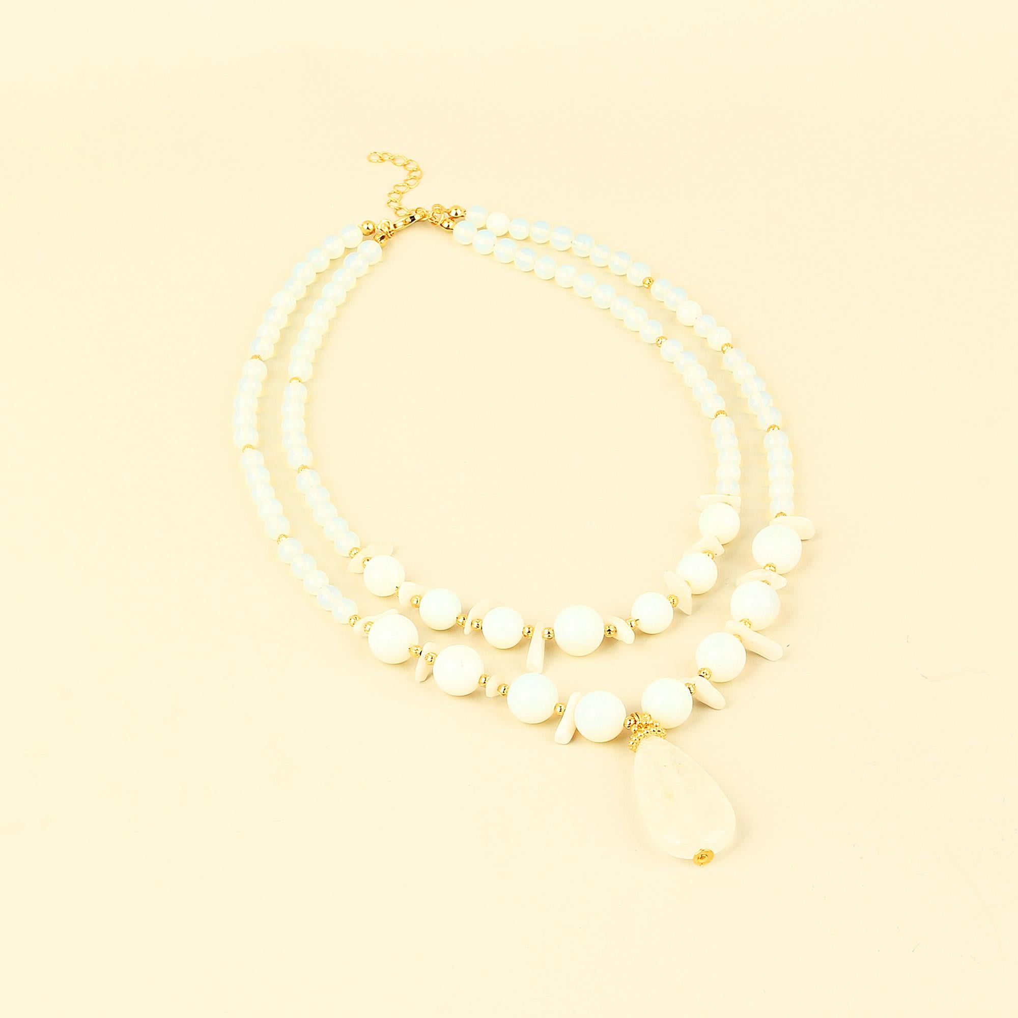 White Natural Stones Double Layer Necklace
