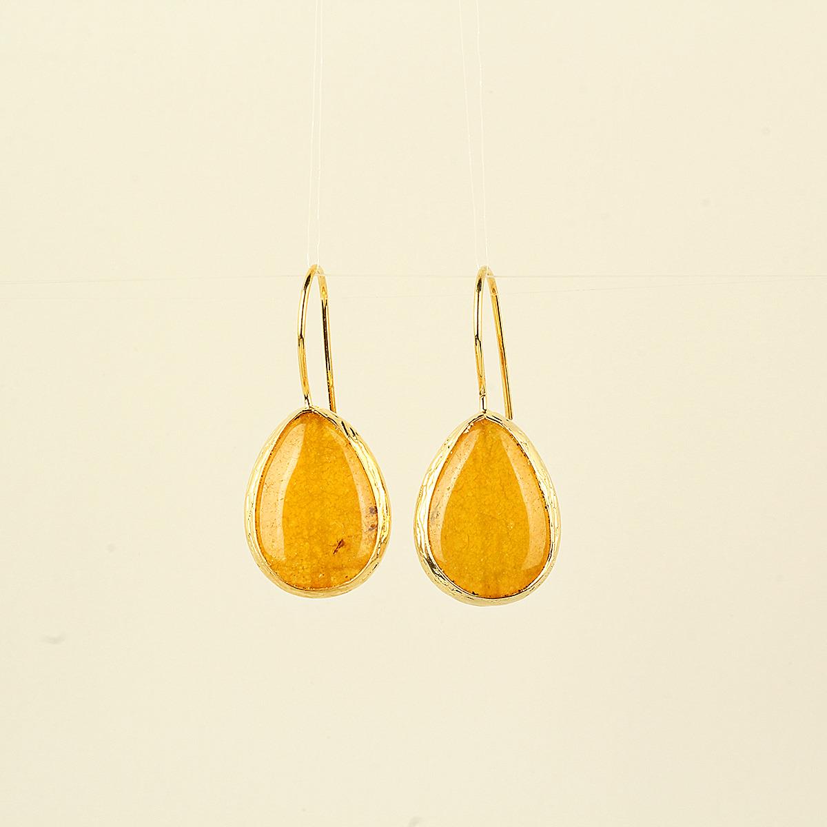 Yellow Natural Stone Drop Hook Earring