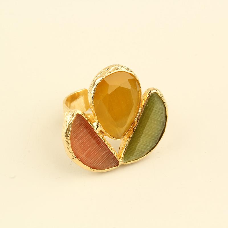Yellow&Orange&Olive Cats Eye Trio Ring