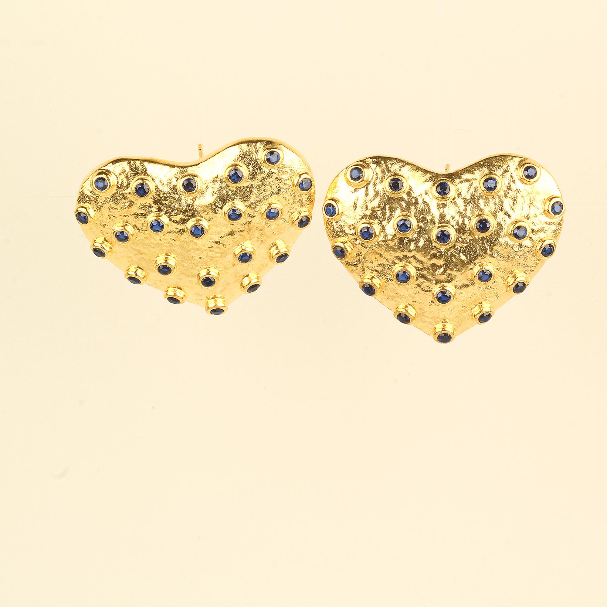 Zircon Deep Blue Heart Earrings