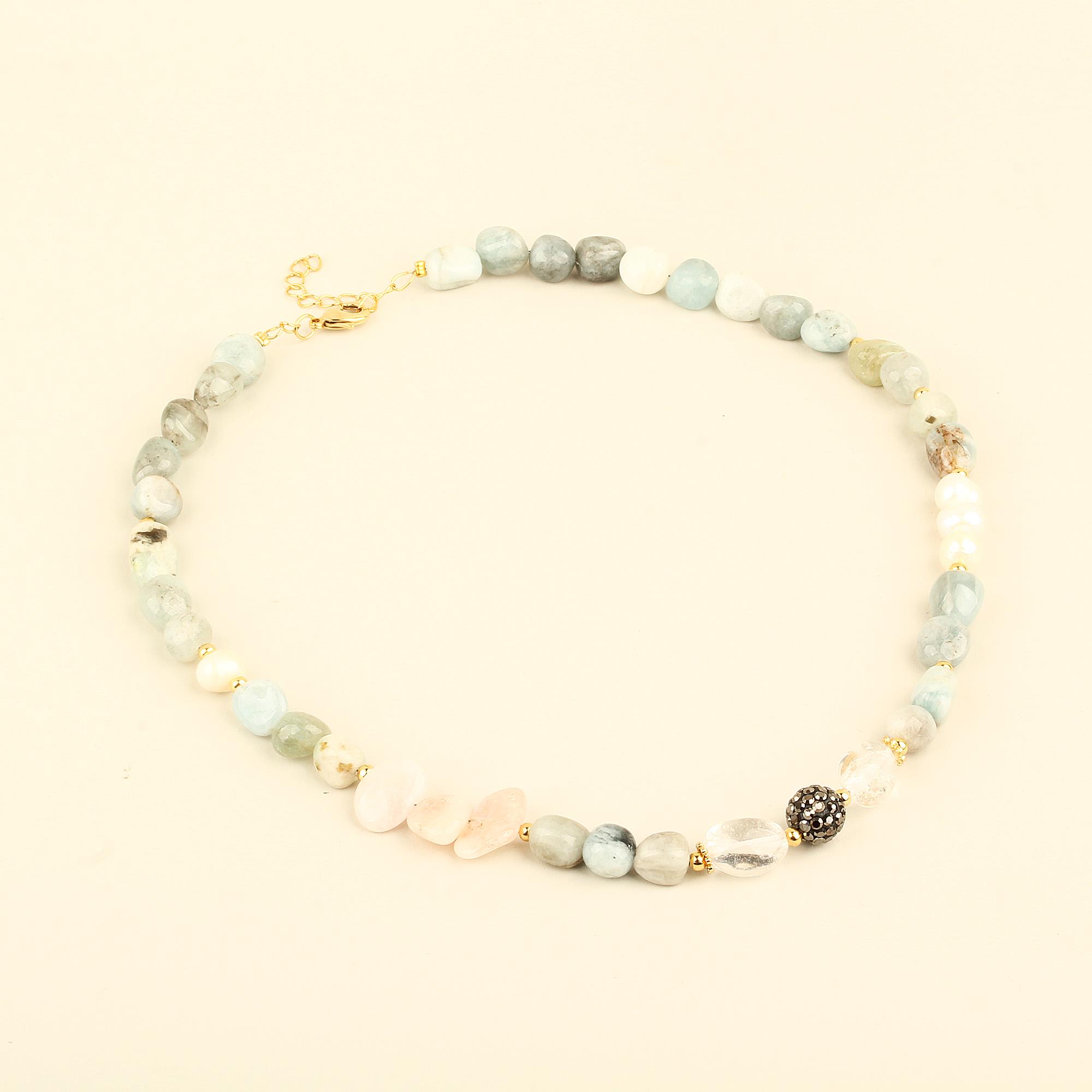Zircon Detailed Amazonite Stone Necklace