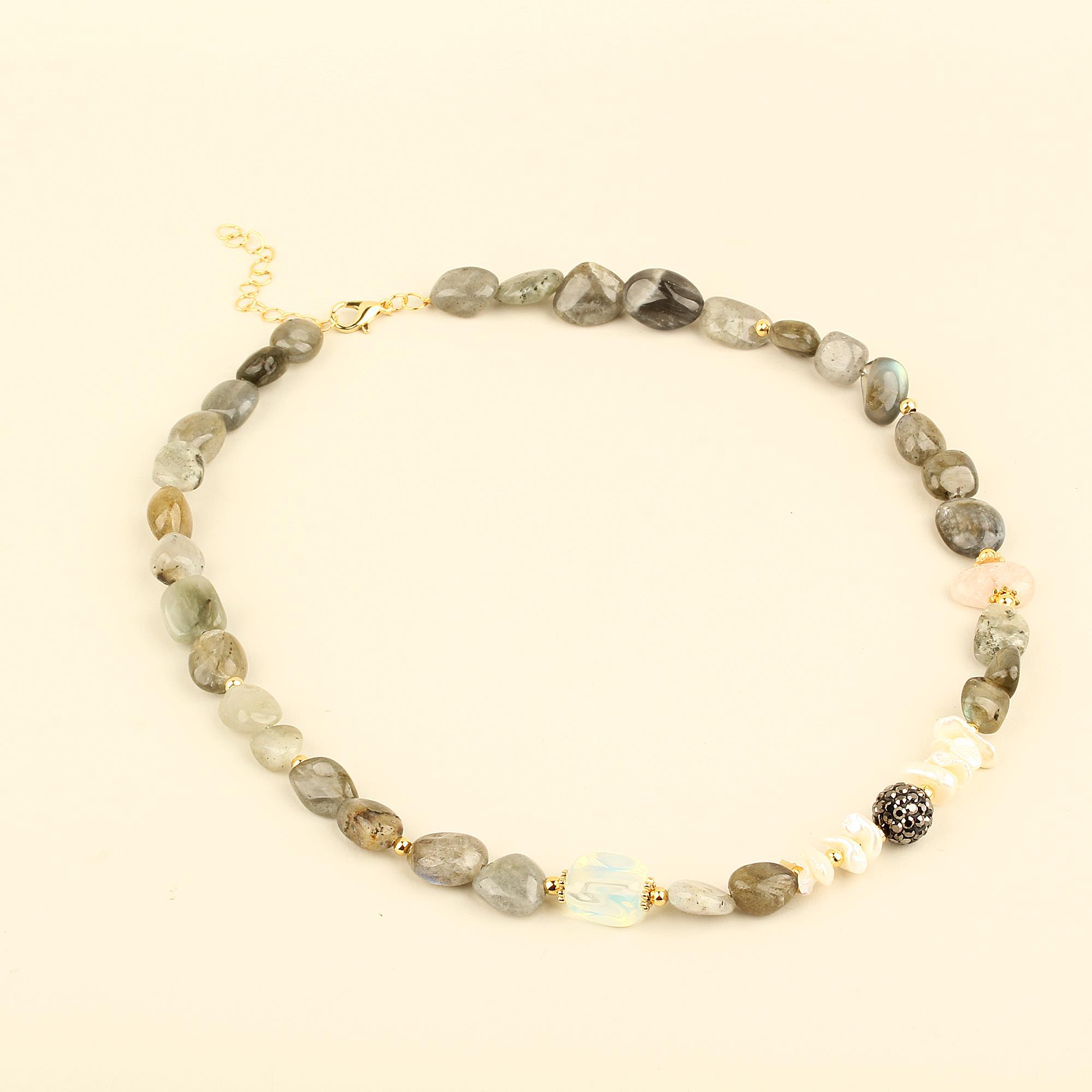 Zircon Detailed Labradorite Stone Necklace