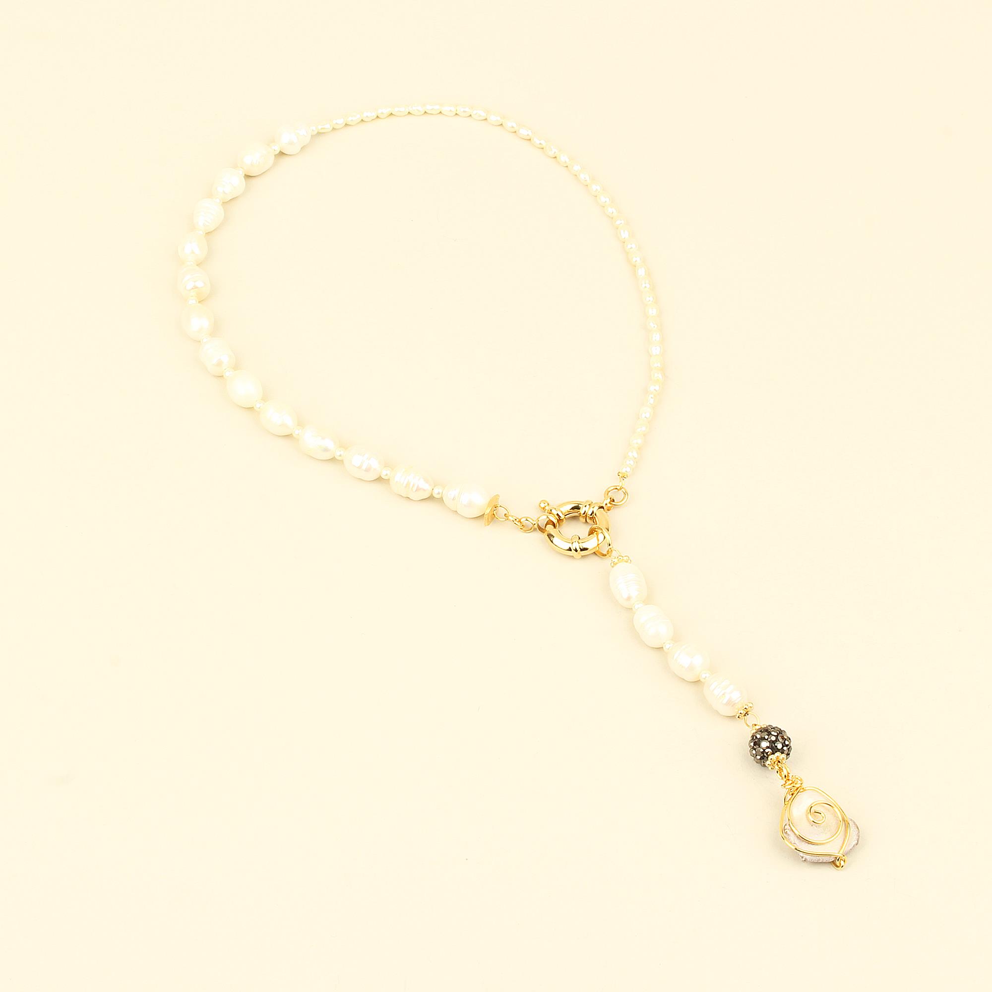 Zircon Detailed Pearl Necklace