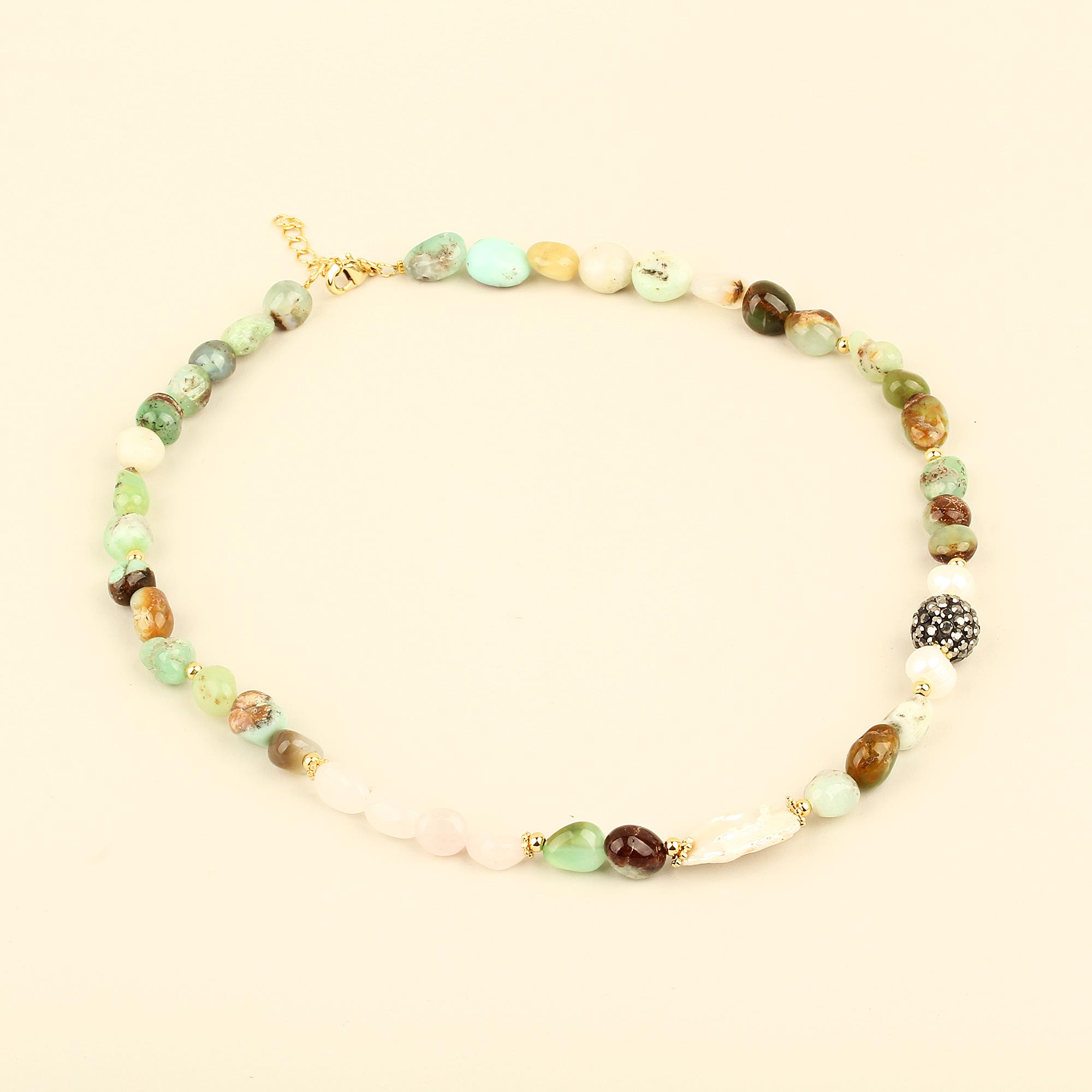Zircon Detailed Prehnite Stone Necklace