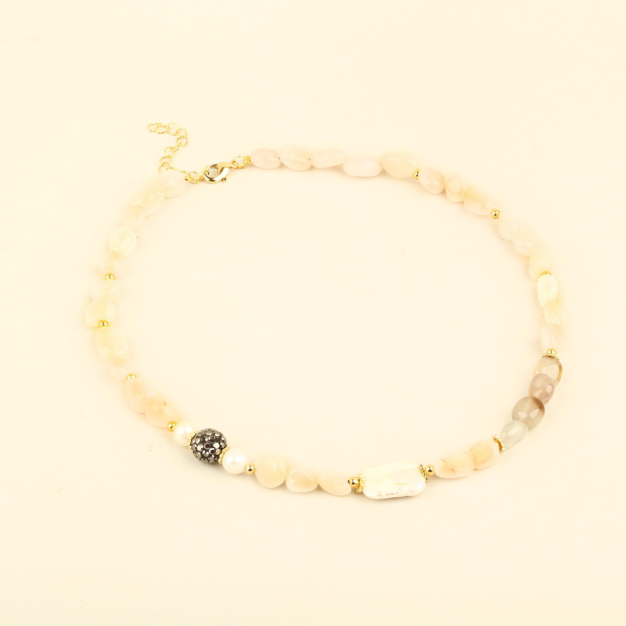 Zircon Detailed Rose Quartz Necklace