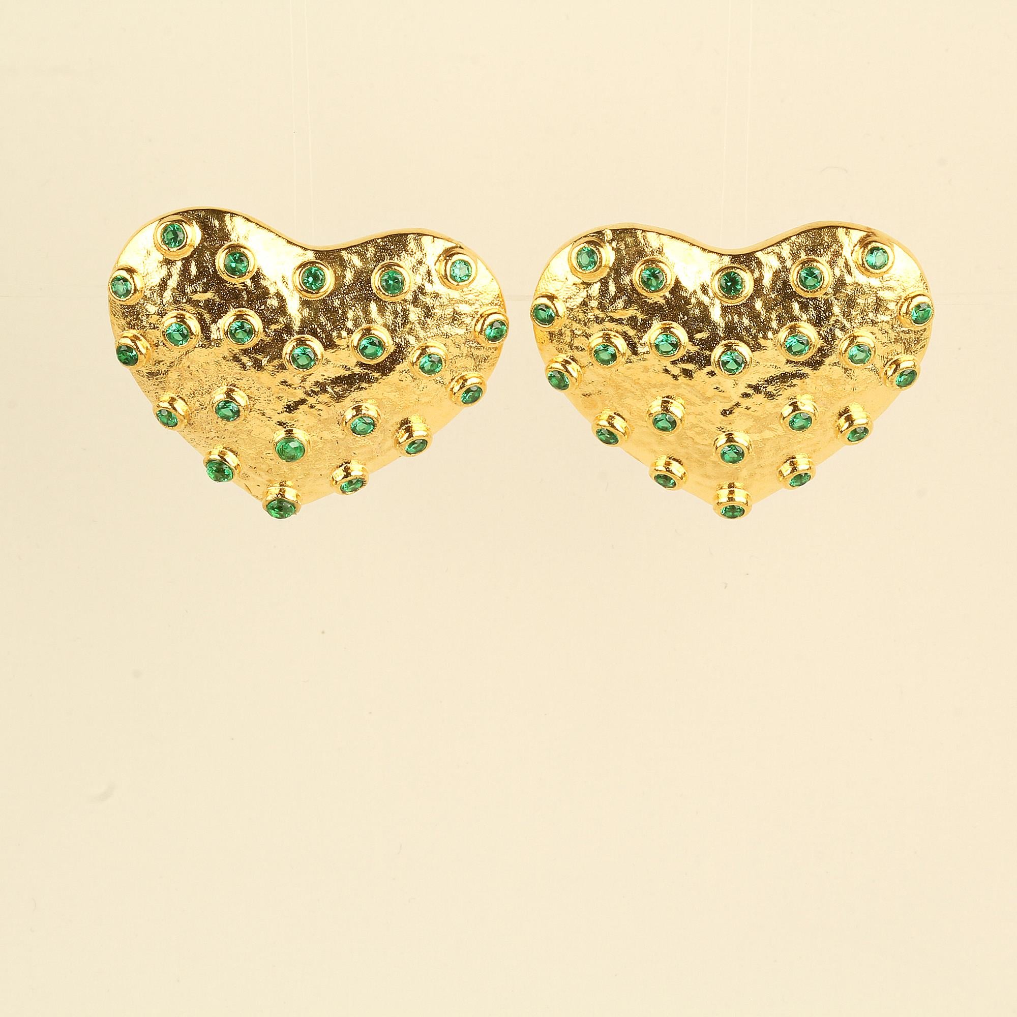 Zircon Green Heart Earrings