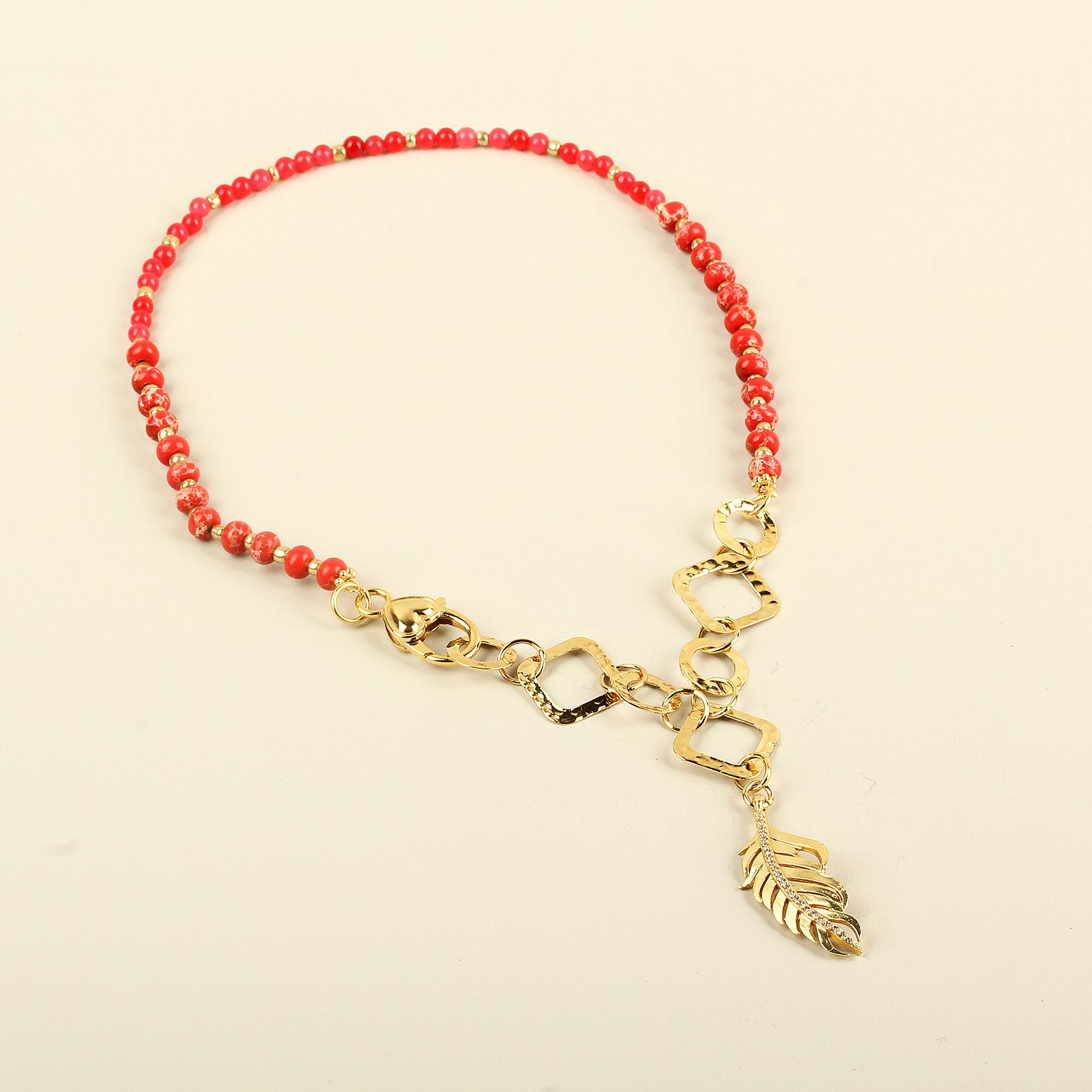 Zircon Leaf Natural Stone Necklace