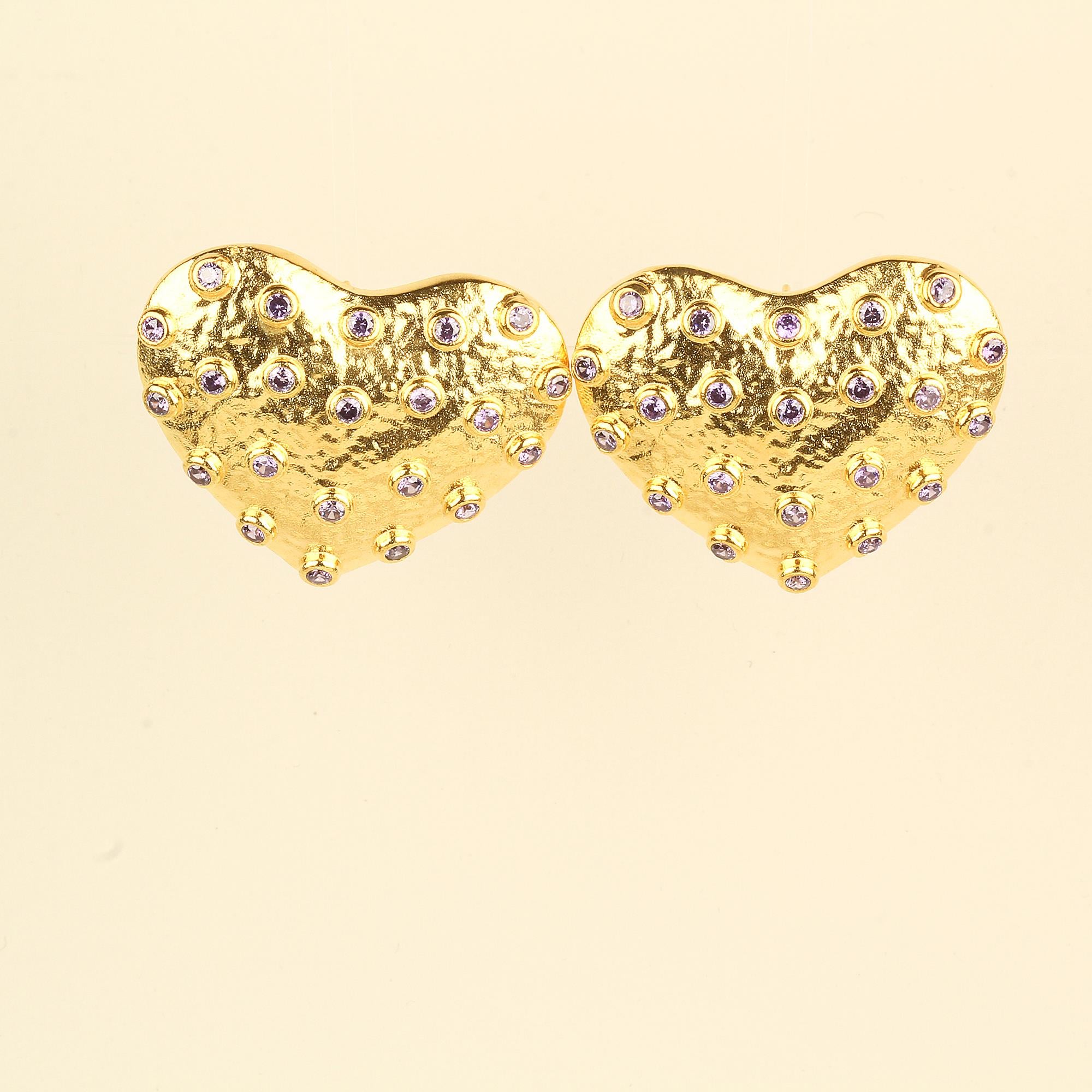 Zircon Lilac Heart Earrings
