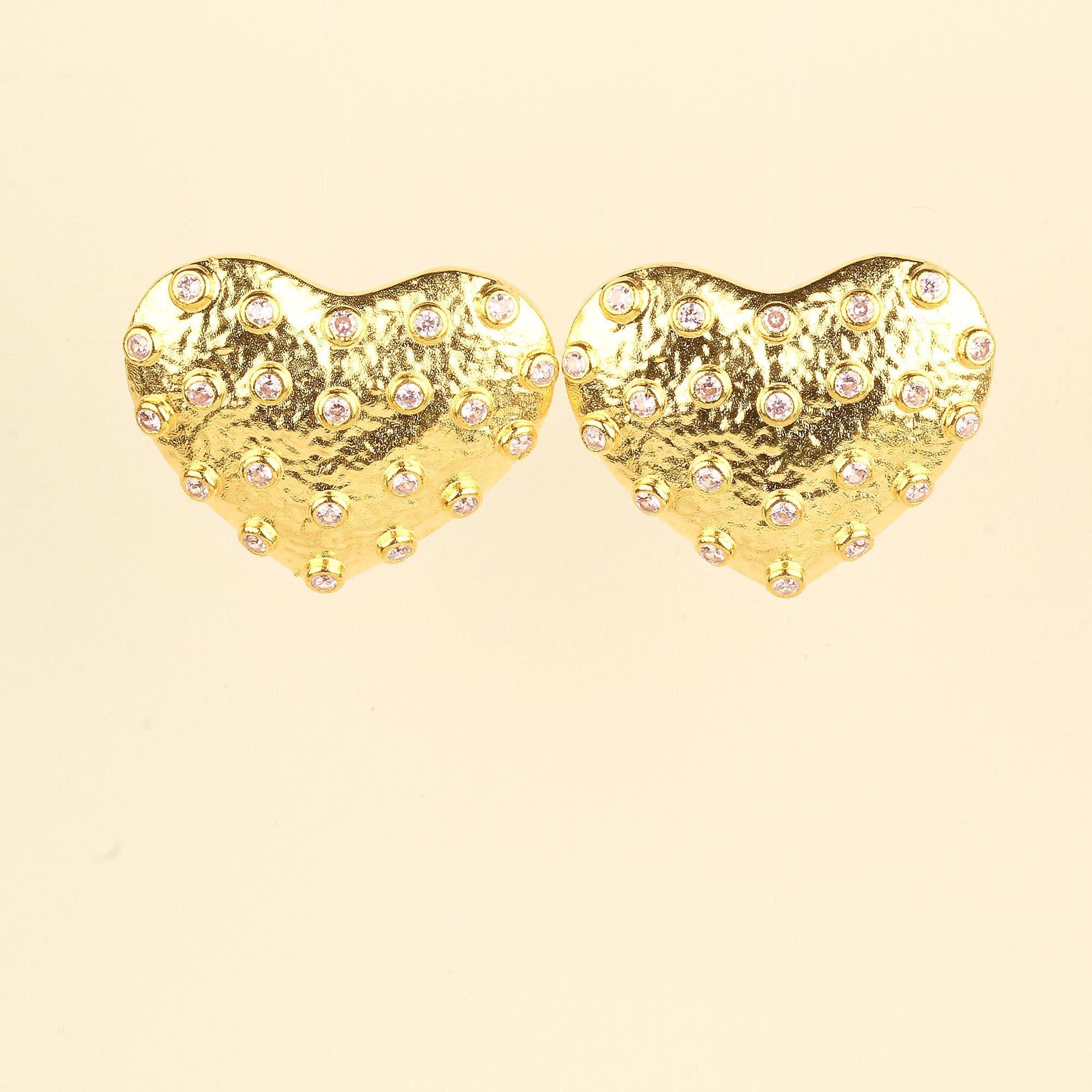 Zircon Pink Heart Earrings