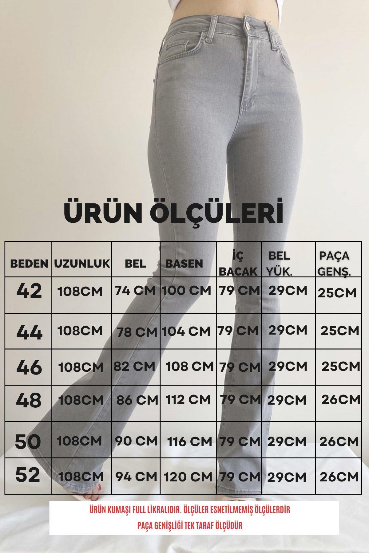 Büyük Beden Full Likra İspanyol Paça Jean