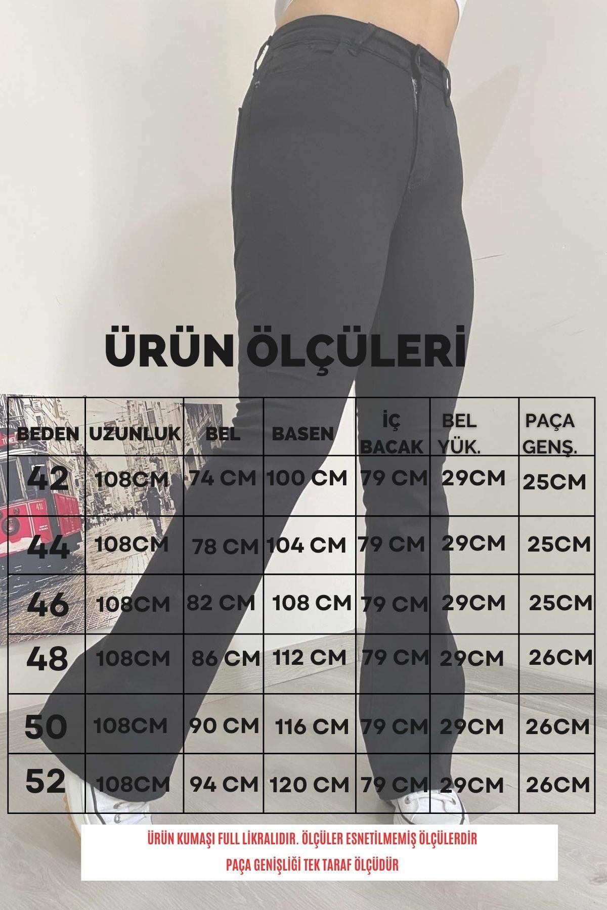 Büyük Beden Full Likra İspanyol Paça Jean