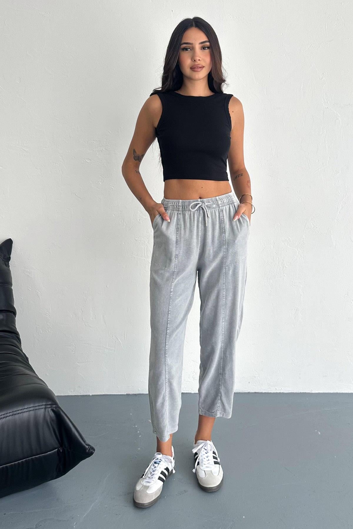 Cotton Drift Yıkama Desen Havuç Pantolon