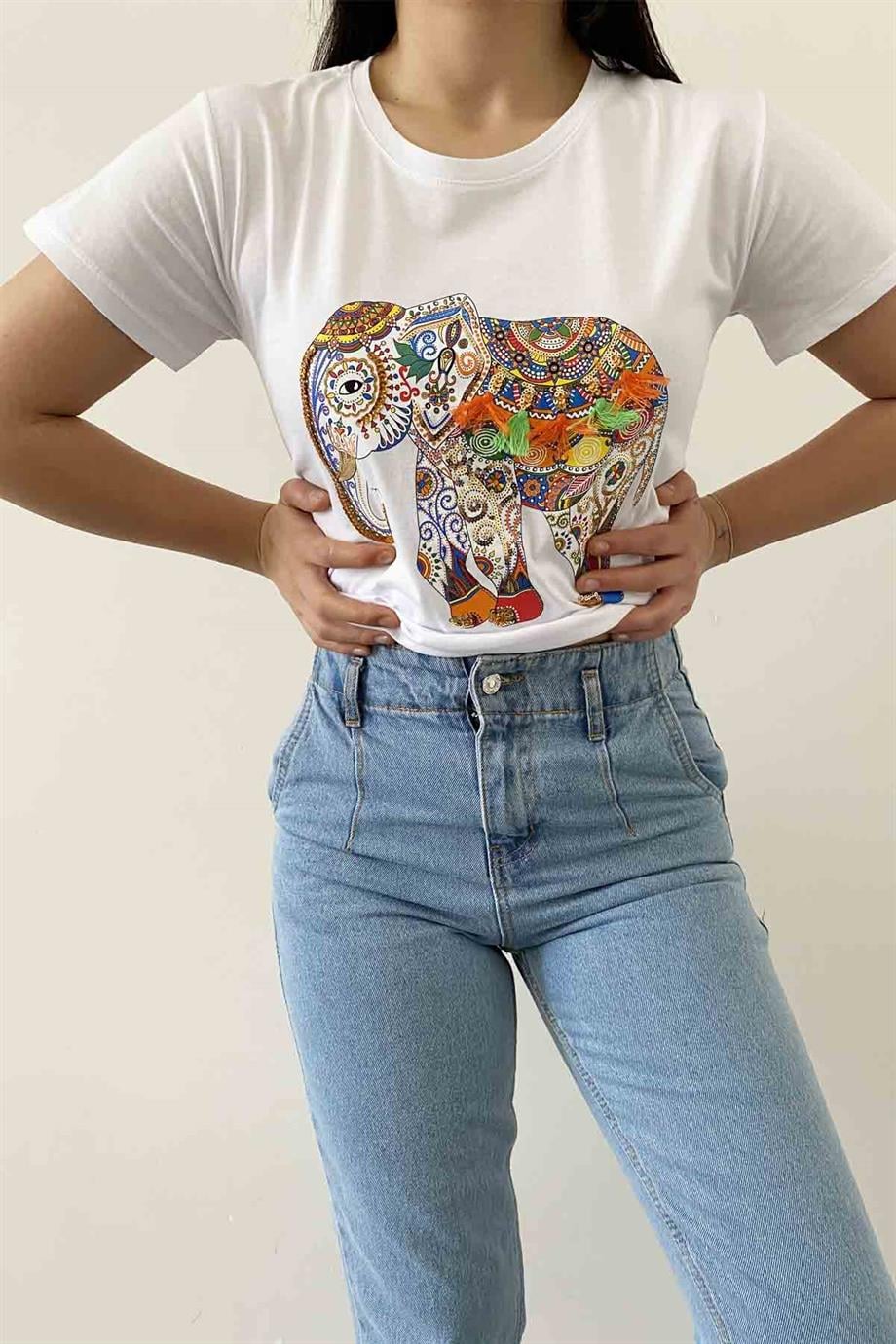 Elephant Bisiklet Yaka Tişört