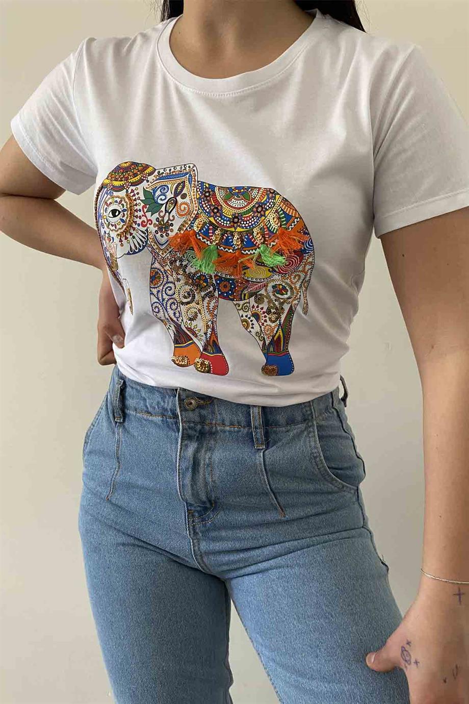 Elephant Bisiklet Yaka Tişört