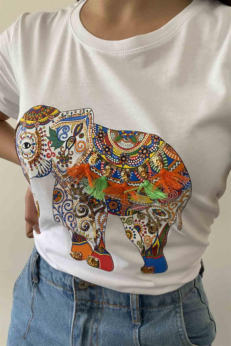 Elephant Bisiklet Yaka Tişört