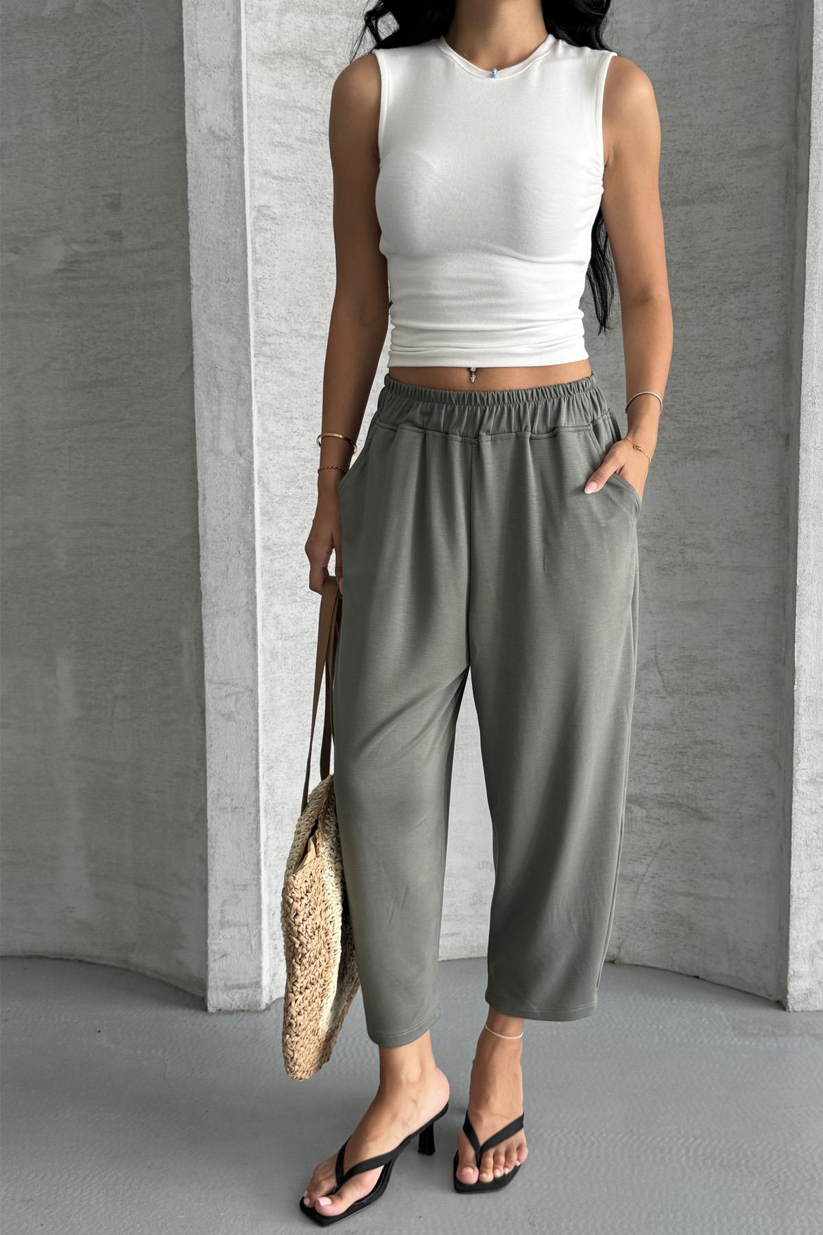 Everyday Comfort  Modal Kumaş Yüksek Bel Rahat Pantolon