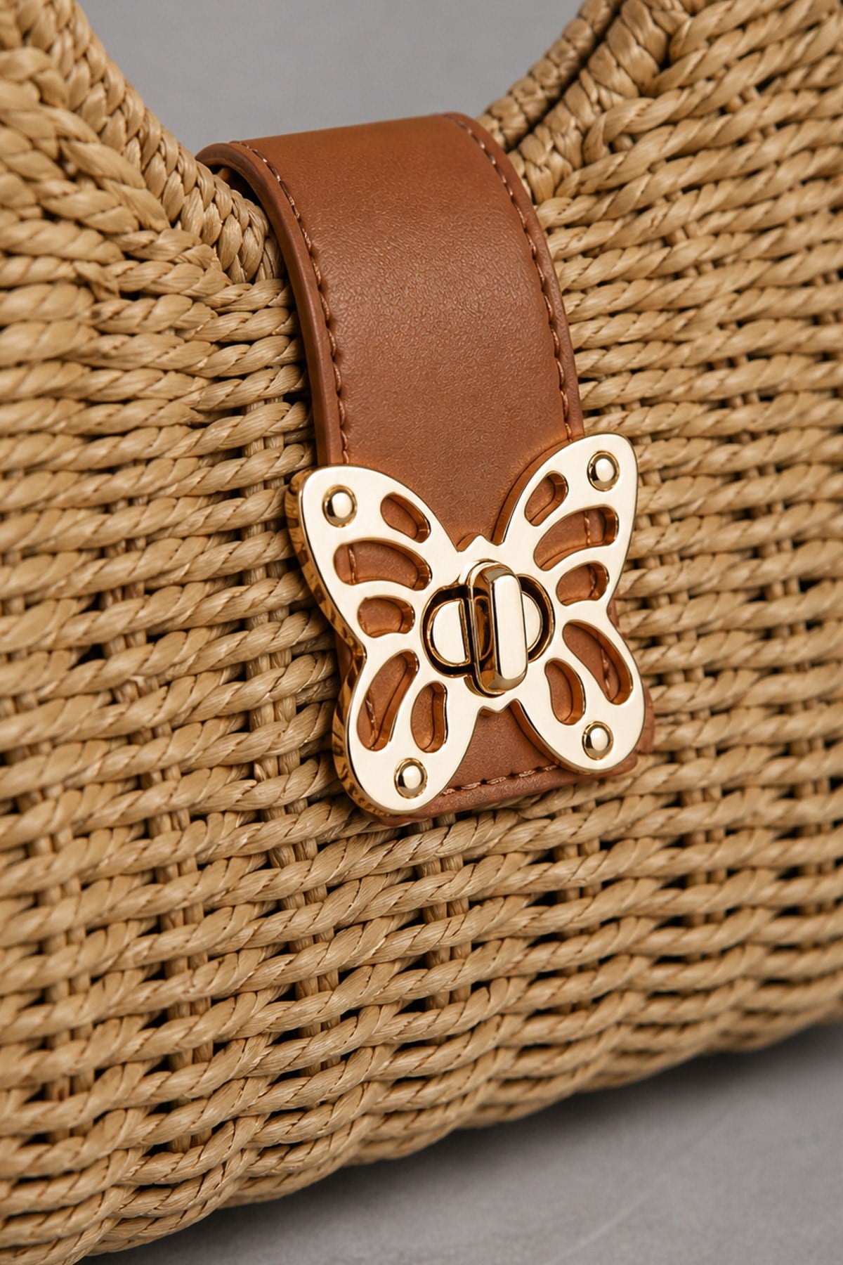 Kadın Alaçatı Butterfly Premium Hasır Çanta