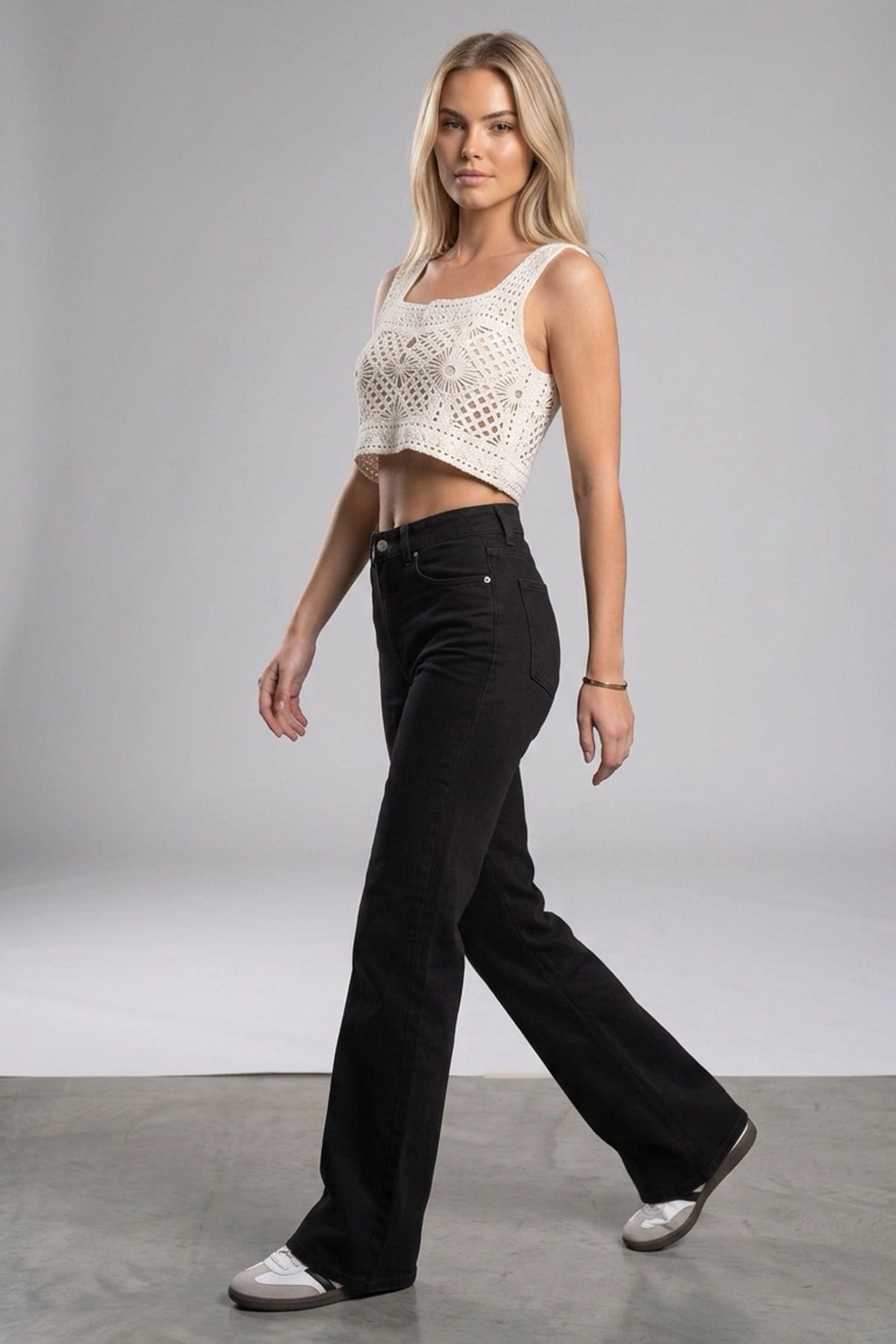Kadın Yüksek Bel Likralı Wide Leg Jean