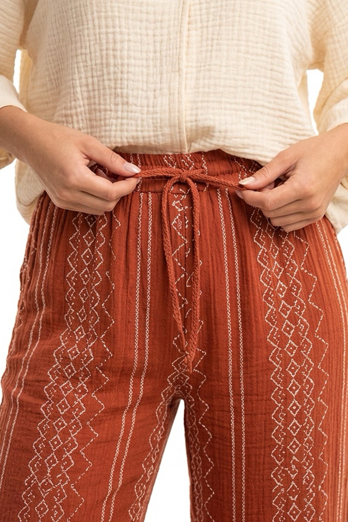Kadın Müslin Kimono Pantolon Kombin %100 Pamuk