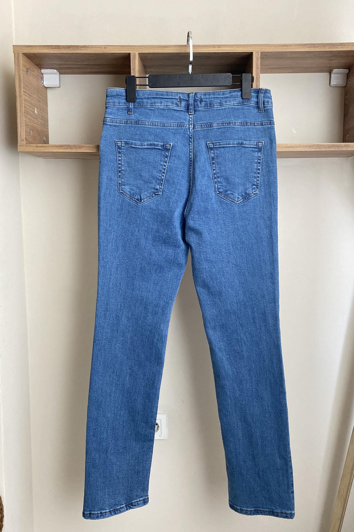 Büyük Beden Full Likralı Boru Paça Jean