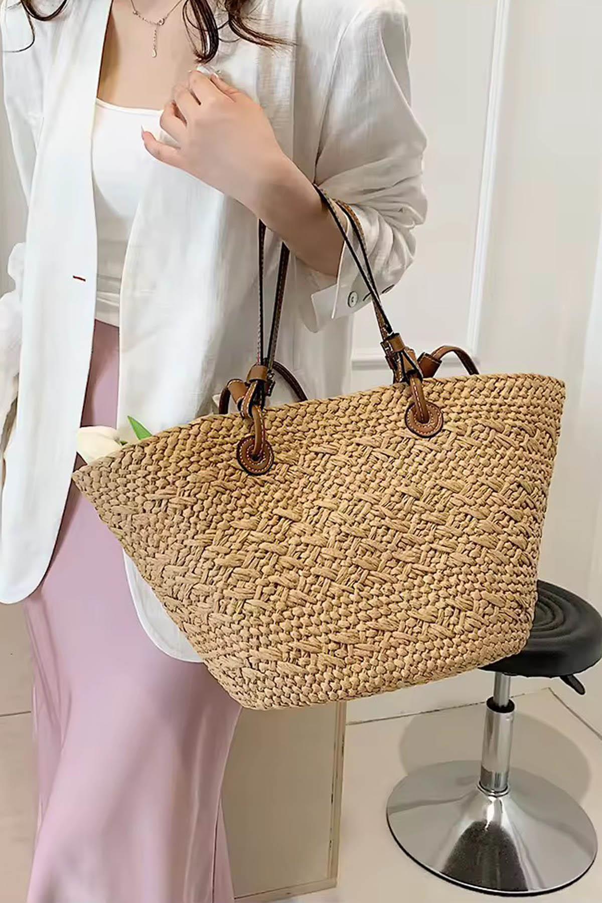 Sahara Breeze Tote Yazlık Büyük Hasır Kadın Çanta