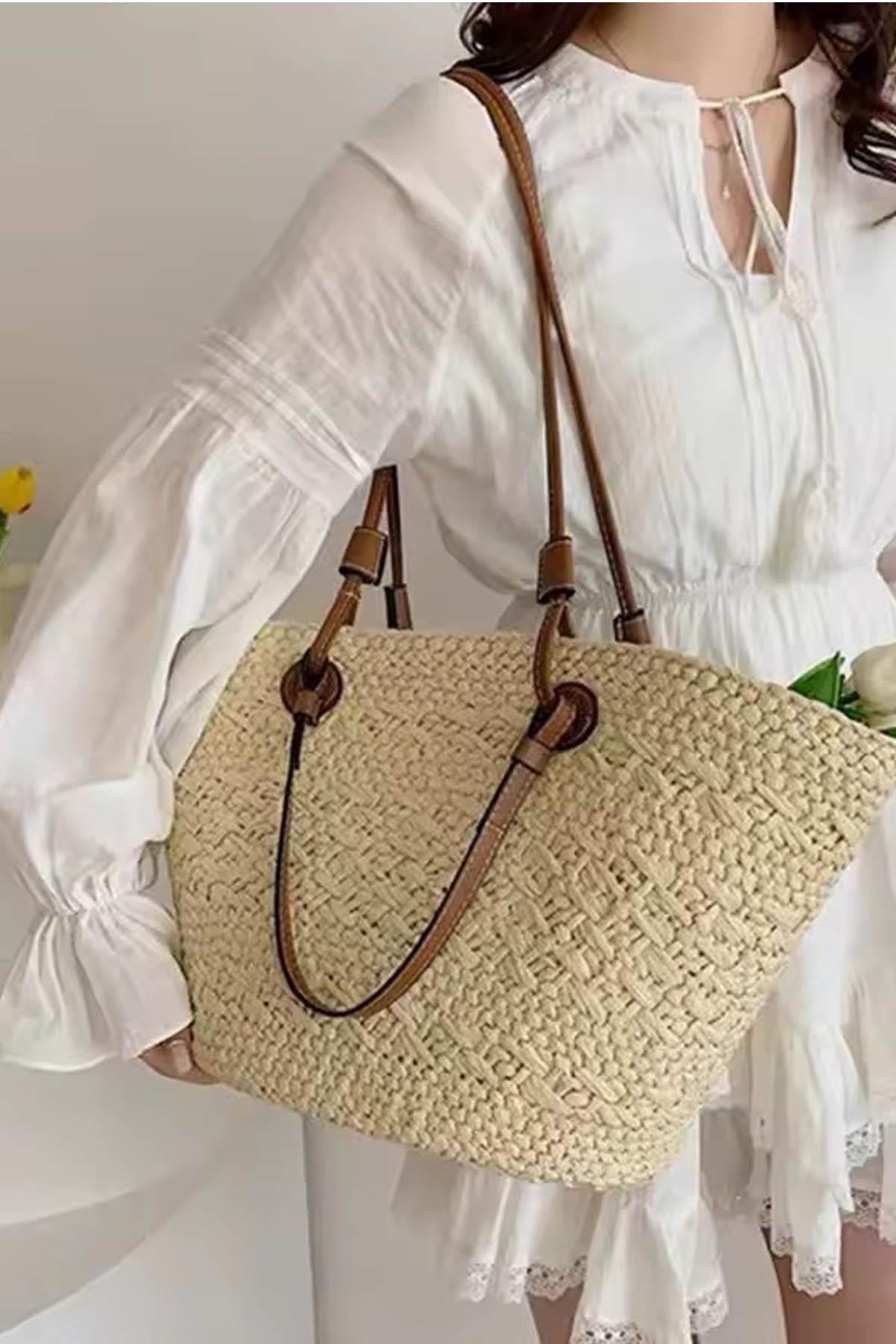 Sahara Breeze Tote Yazlık Büyük Hasır Kadın Çanta