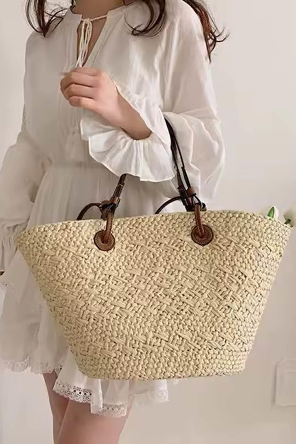 Sahara Breeze Tote Yazlık Büyük Hasır Kadın Çanta
