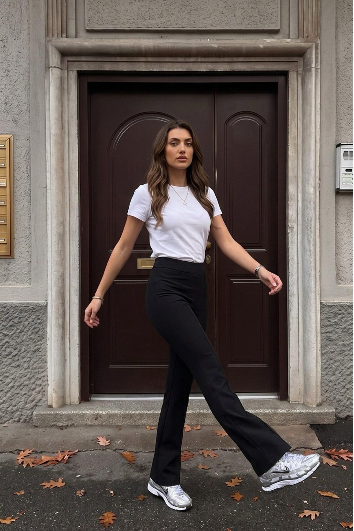 Kadın Yüksek Bel Ön Dikişli Full Esnek Modal İspanyol Paça Tayt Pantolon - Siyah