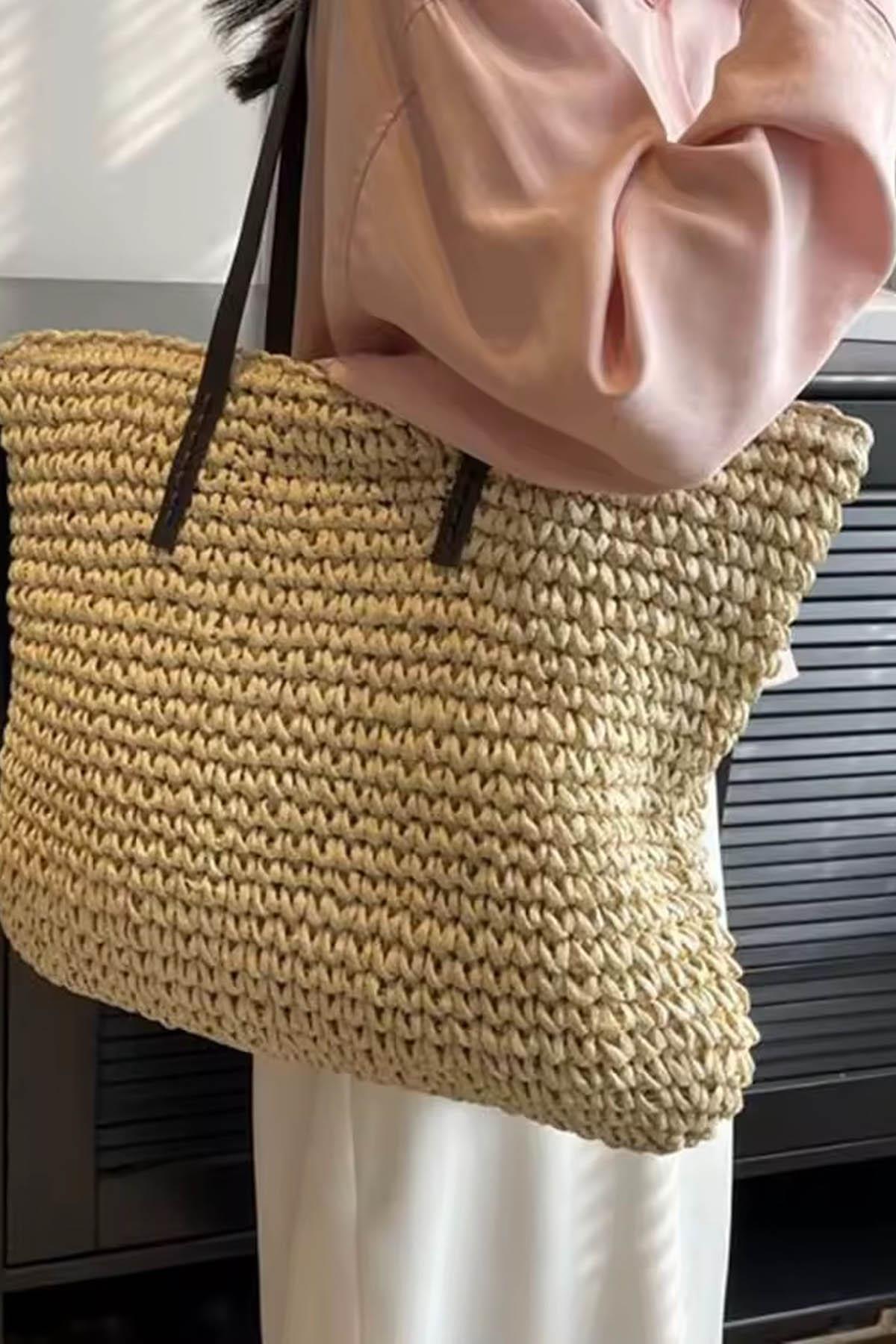 Urban Breeze XL Hasır Omuz Çantası