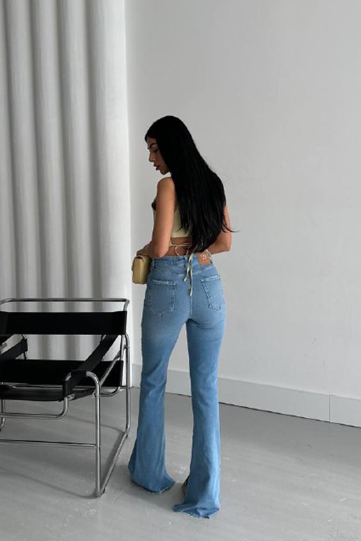 Wave Line Paça Yırtmaçlı İspanyol Jean