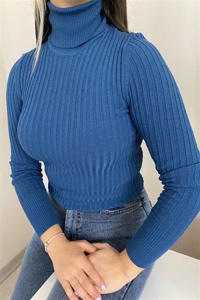 Balıkçı Yaka Likralı Viskon Badi