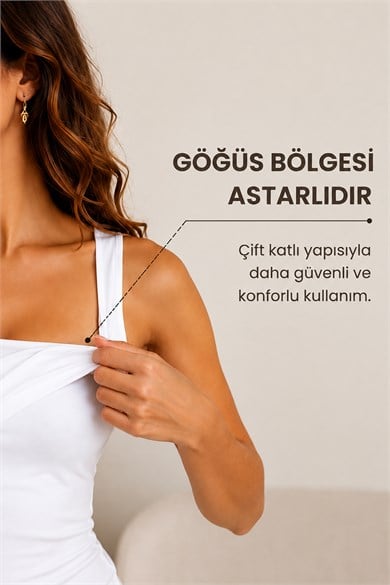 Bianca Likralı Toparlayıcı Kare Yaka Göğüs Astarlı Dalgıç Atlet